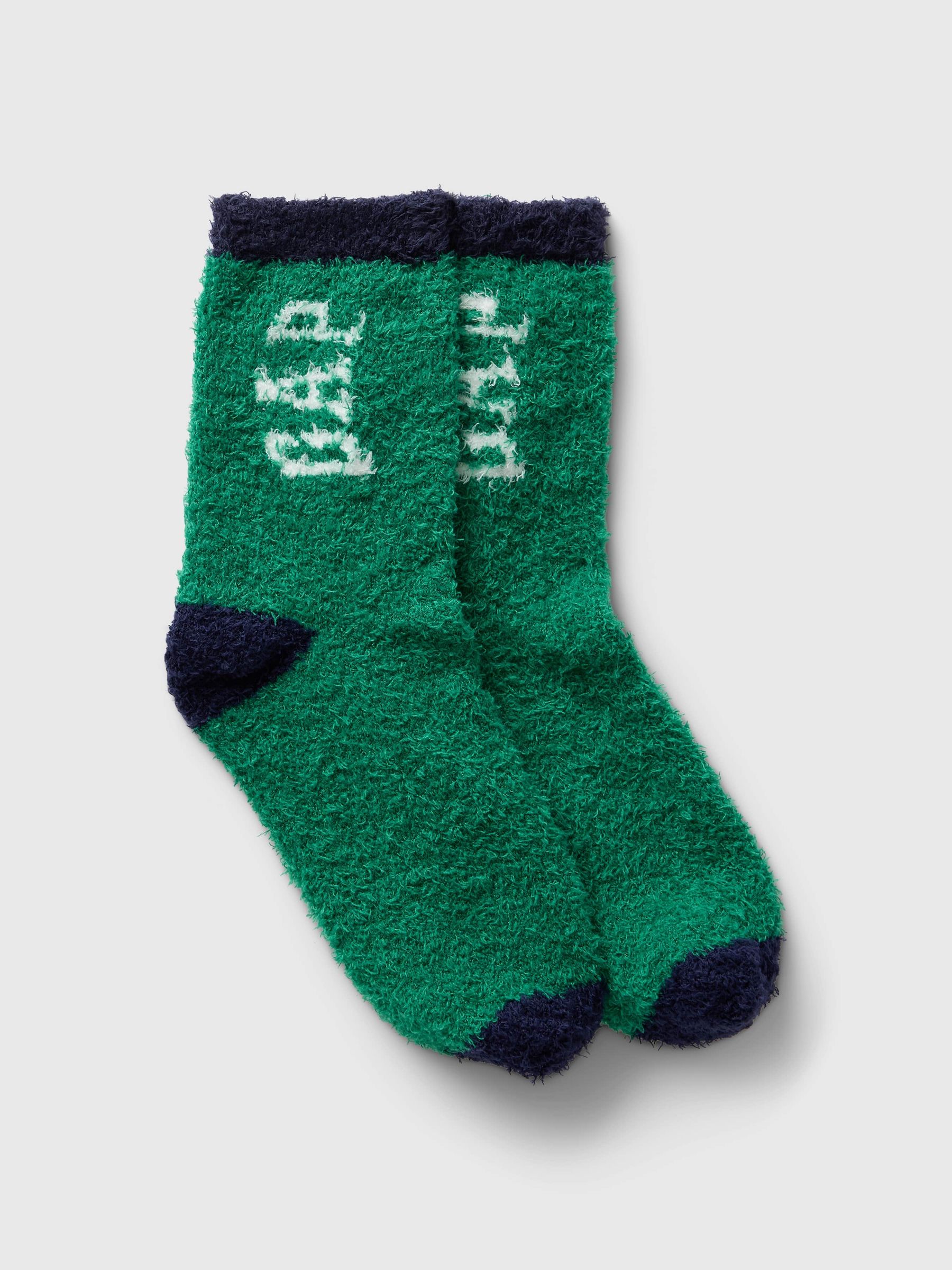 Green Kids Cosy Fluffy Socks - Image 1 of 1
