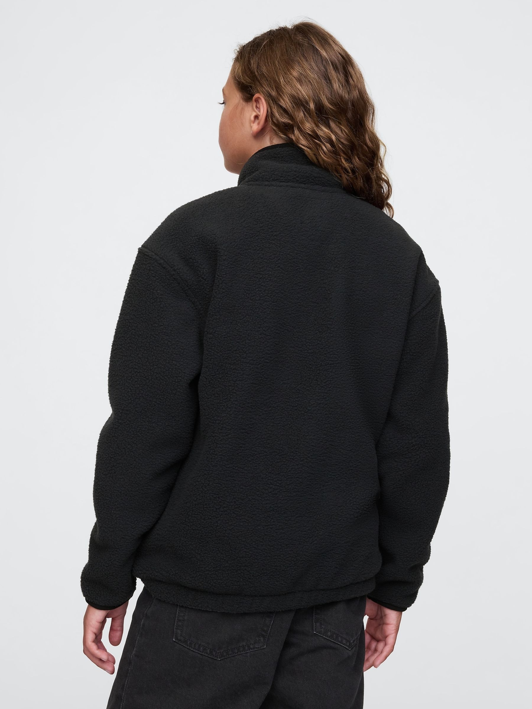 Black Sherpa Logo Half-Zip Pullover Fleece (4-13yrs) | Gap