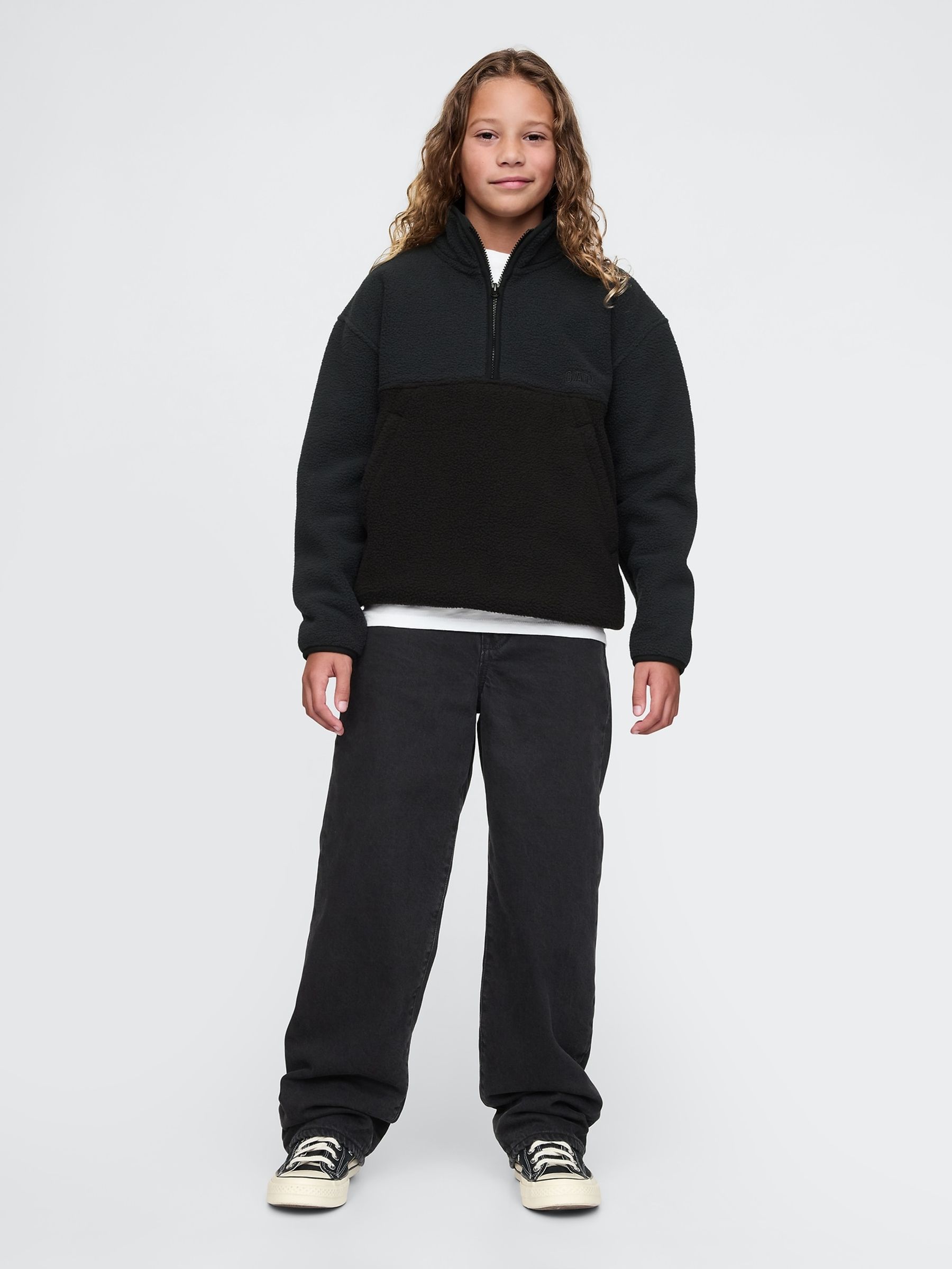 Black Sherpa Logo Half-Zip Pullover Fleece (4-13yrs) - Image 3 of 5