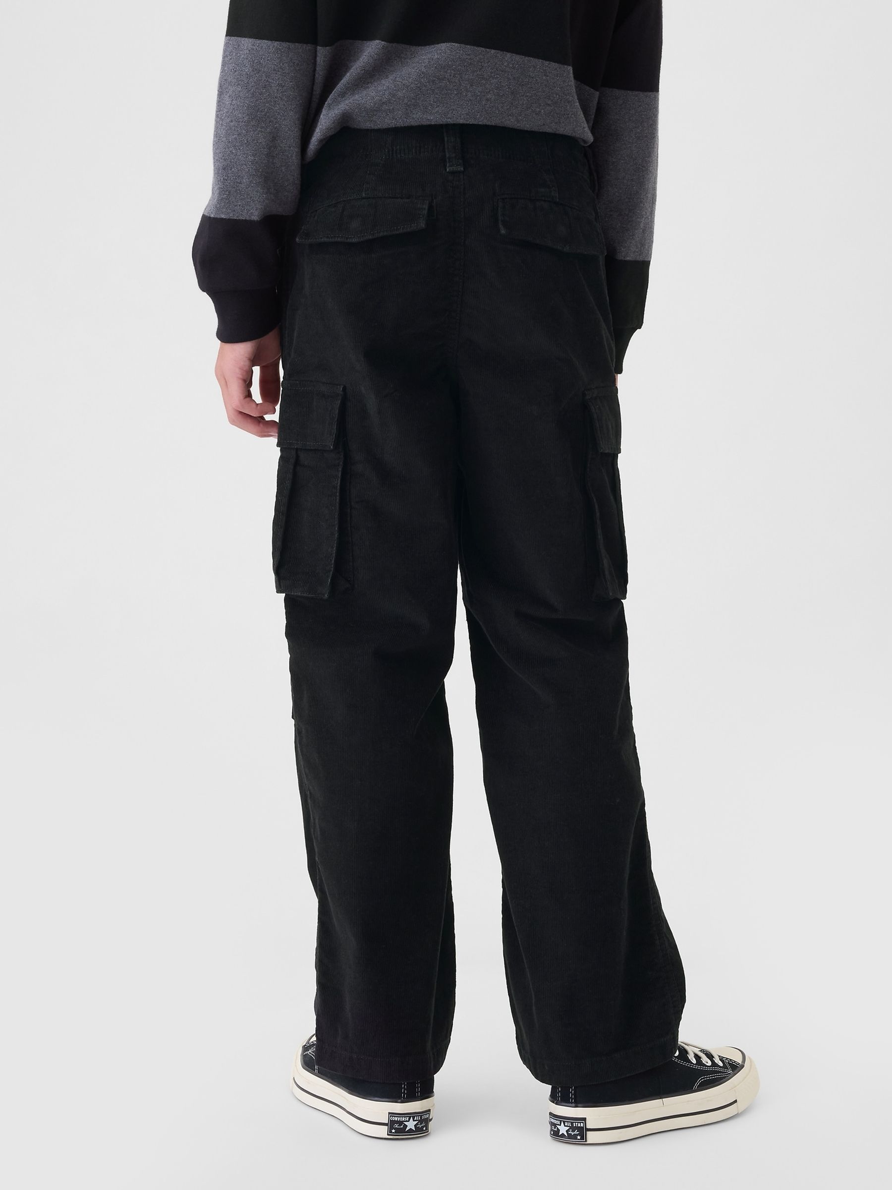 Black Corduroy Cargo Baggy Trousers (5-13yrs) - Image 3 of 5