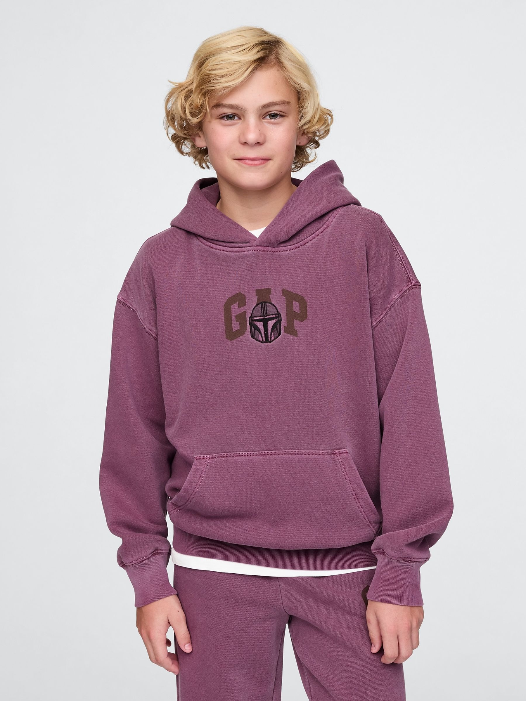 Purple Mandalorian Star Wars Vintage Hoodie (4-13yrs) - Image 1 of 5