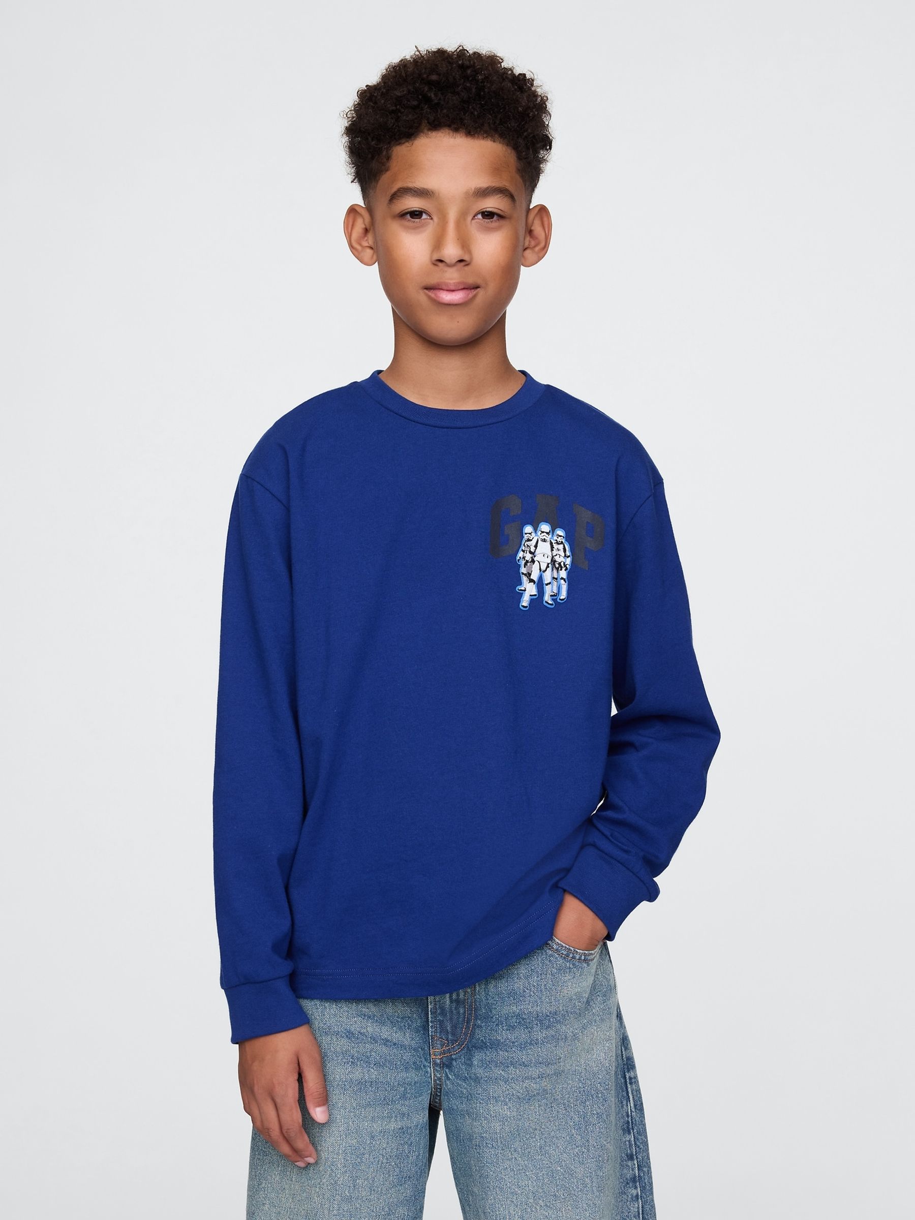 Blue Star Wars Long Sleeve Graphic T-Shirt (4-13yrs) - Image 1 of 5