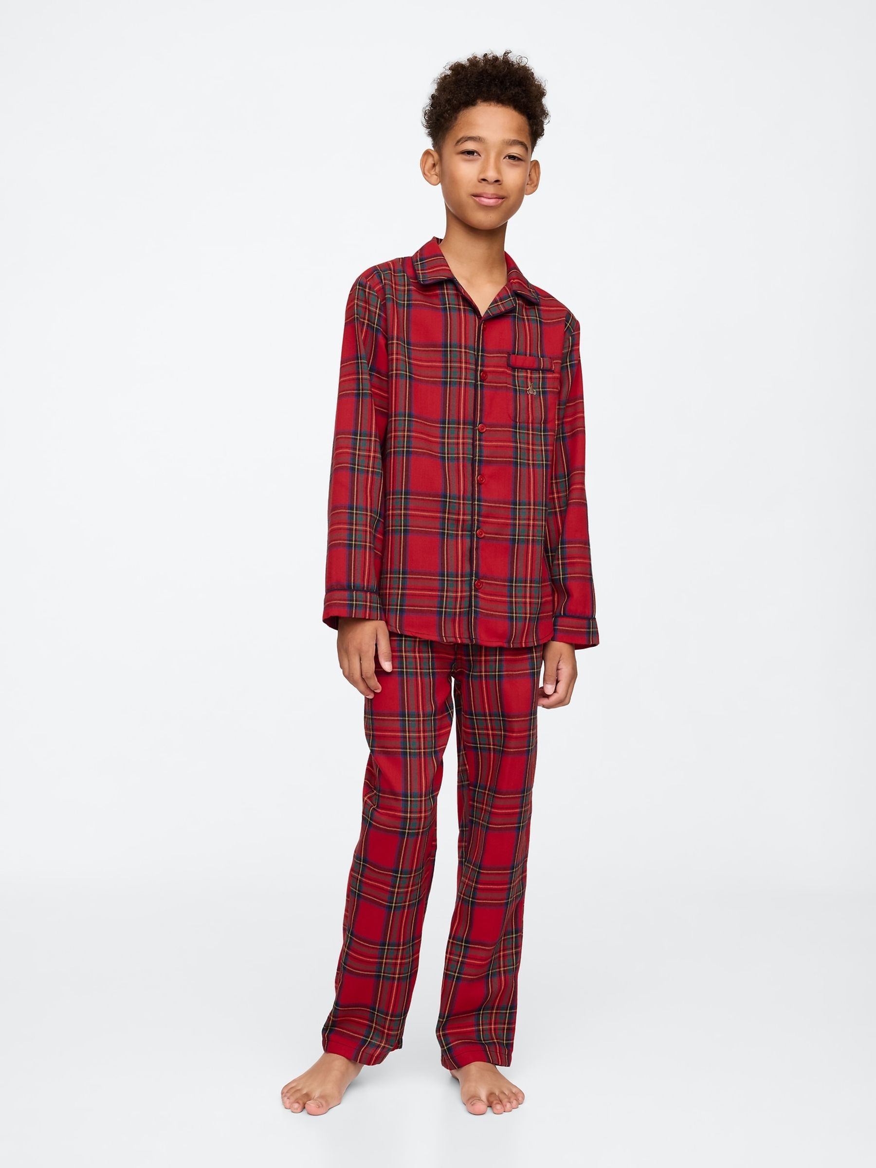 Red Matching Family Christmas Flannel Pyjama Set (5-13yrs) - Image 3 of 5