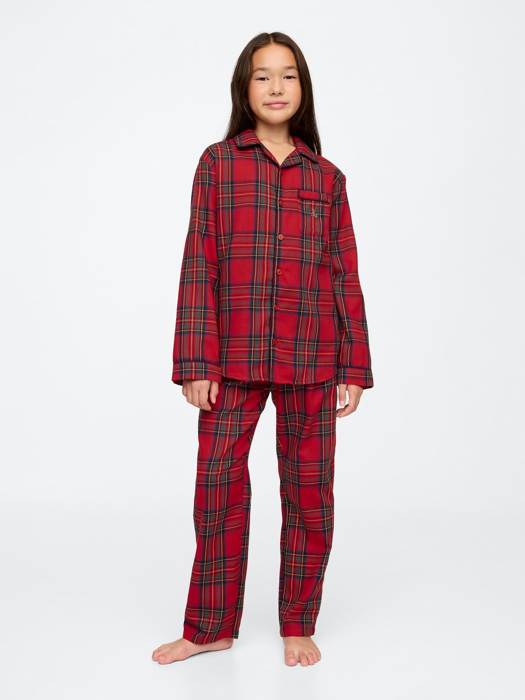 Red Matching Family Christmas Flannel Pyjama Set (5-13yrs) - Image 4 of 5