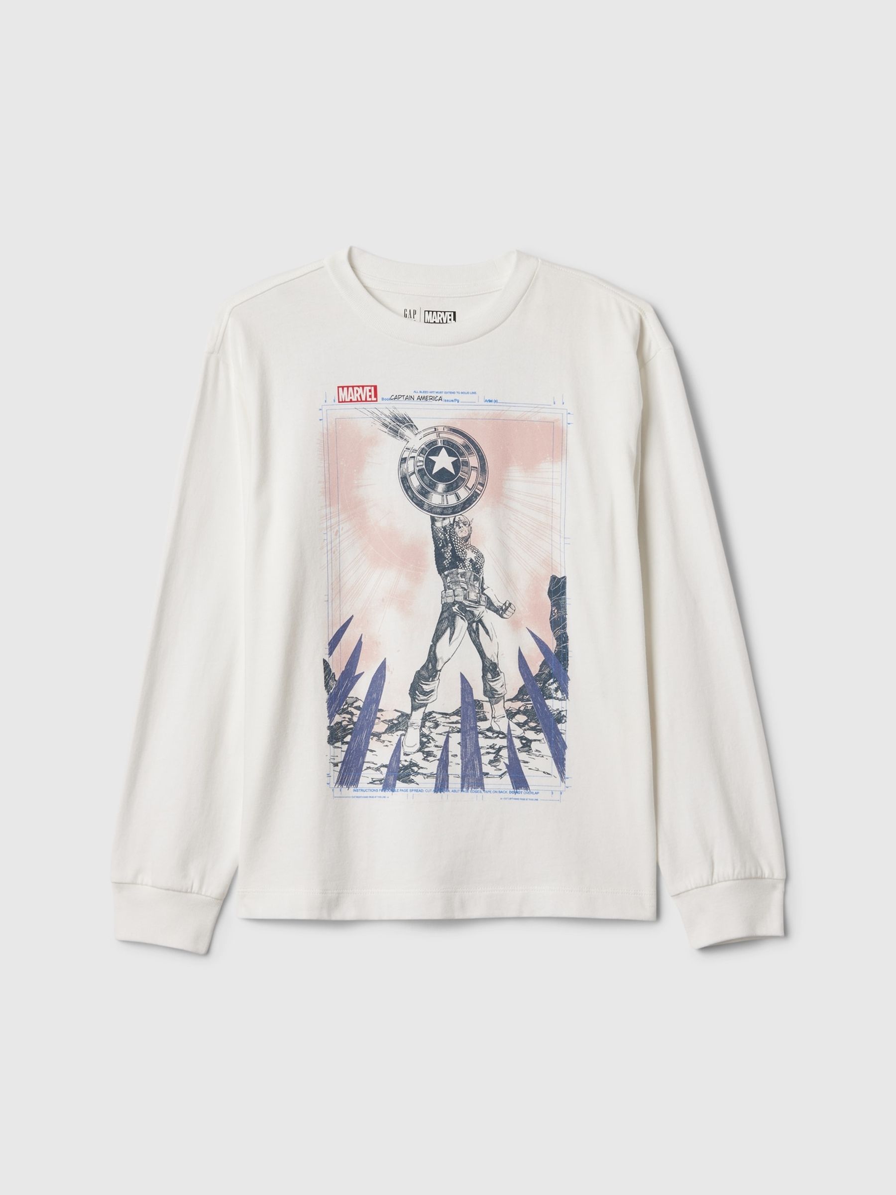 White Captain America Marvel Graphic Long Sleeve T-Shirt (4-13yrs) - Image 1 of 3
