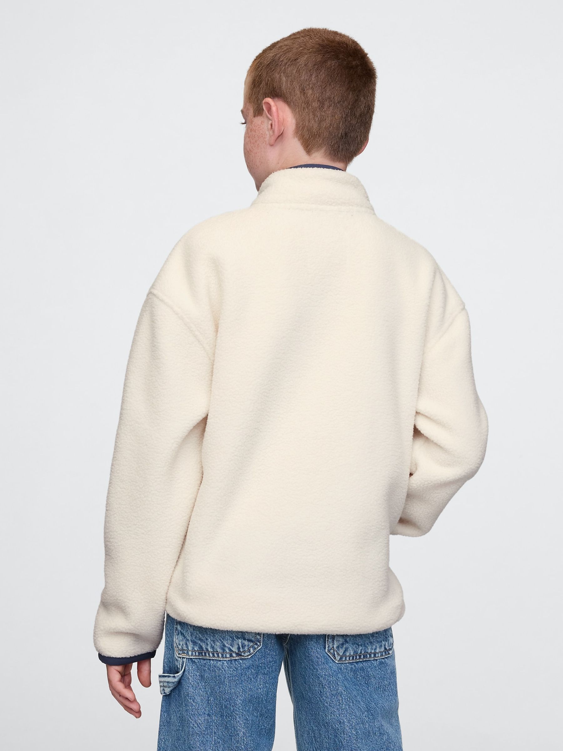 Cream Sherpa Logo Half-Zip Pullover Fleece (4-13yrs) | Gap