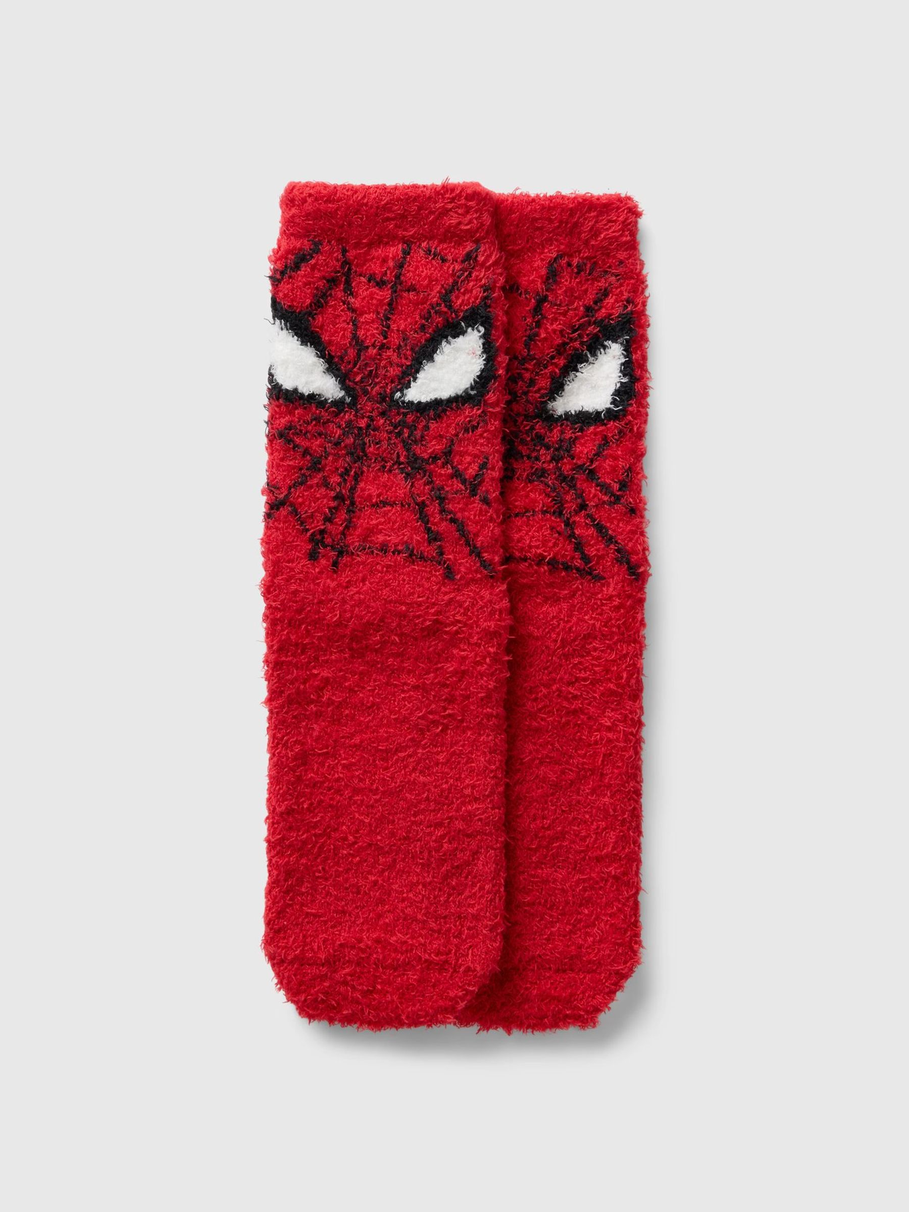 Red Marvel Spider-Man Kids Cosy Fluffy Crew Socks - Image 1 of 1 Red Marvel Spider-Man Kids Cosy Fluffy Crew Socks - Image 1 of 1