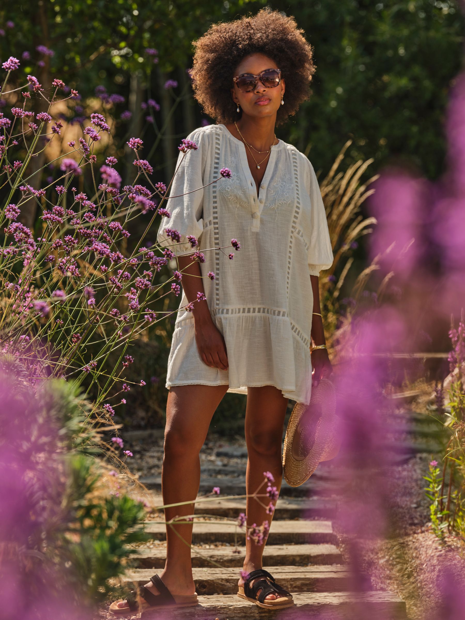 Ivory Beachwear Embroidered Mini Dress | FatFace USA Ivory Beachwear Embroidered Mini Dress | FatFace USA