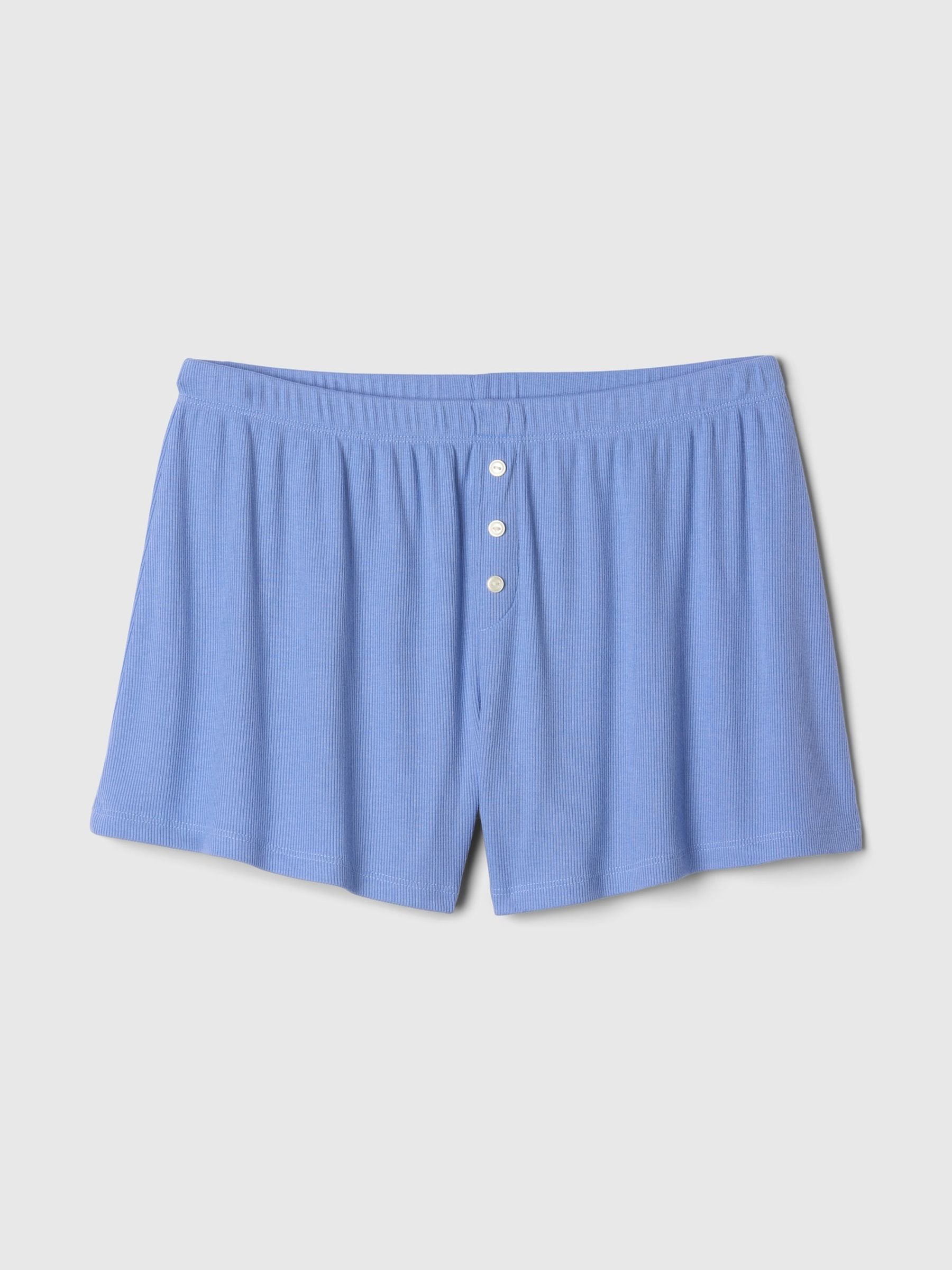 Blue Mini Rib Pyjama Shorts - Image 3 of 3