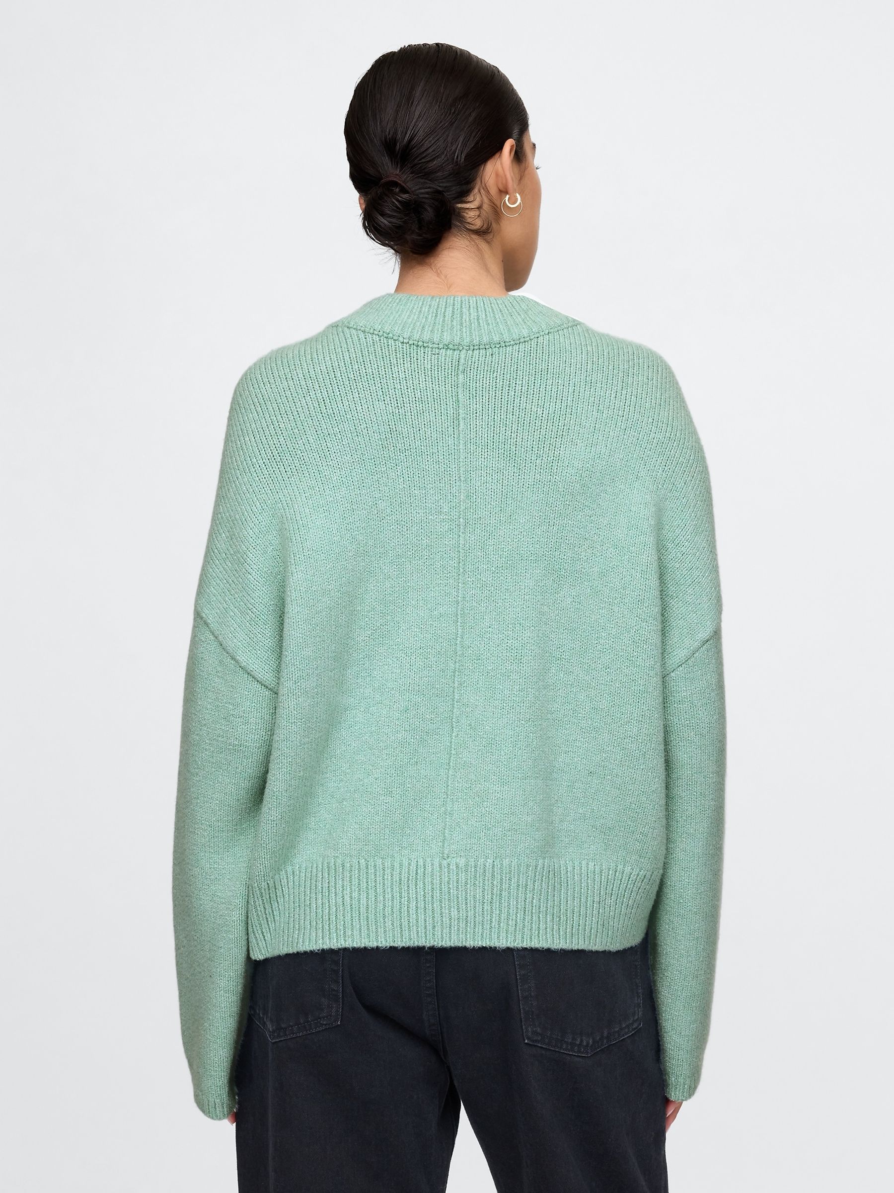 Green CashSoft Oversized V-Neck Jumper - Image 4 of 5