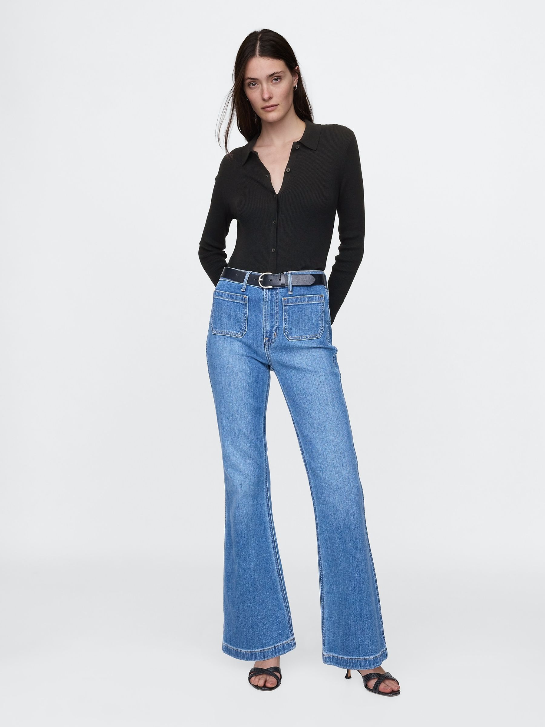Black CashSoft Rib Polo Cardigan - Image 2 of 5