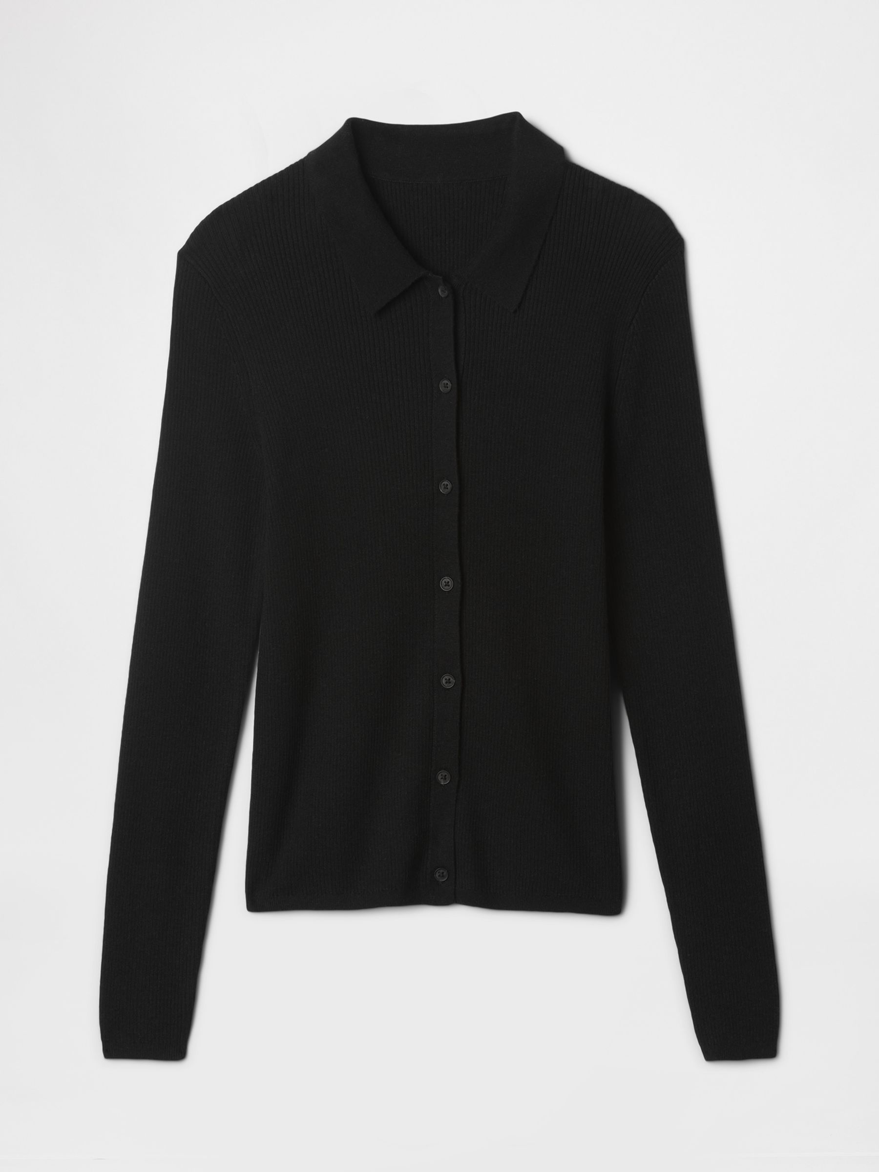 Black CashSoft Rib Polo Cardigan - Image 5 of 5
