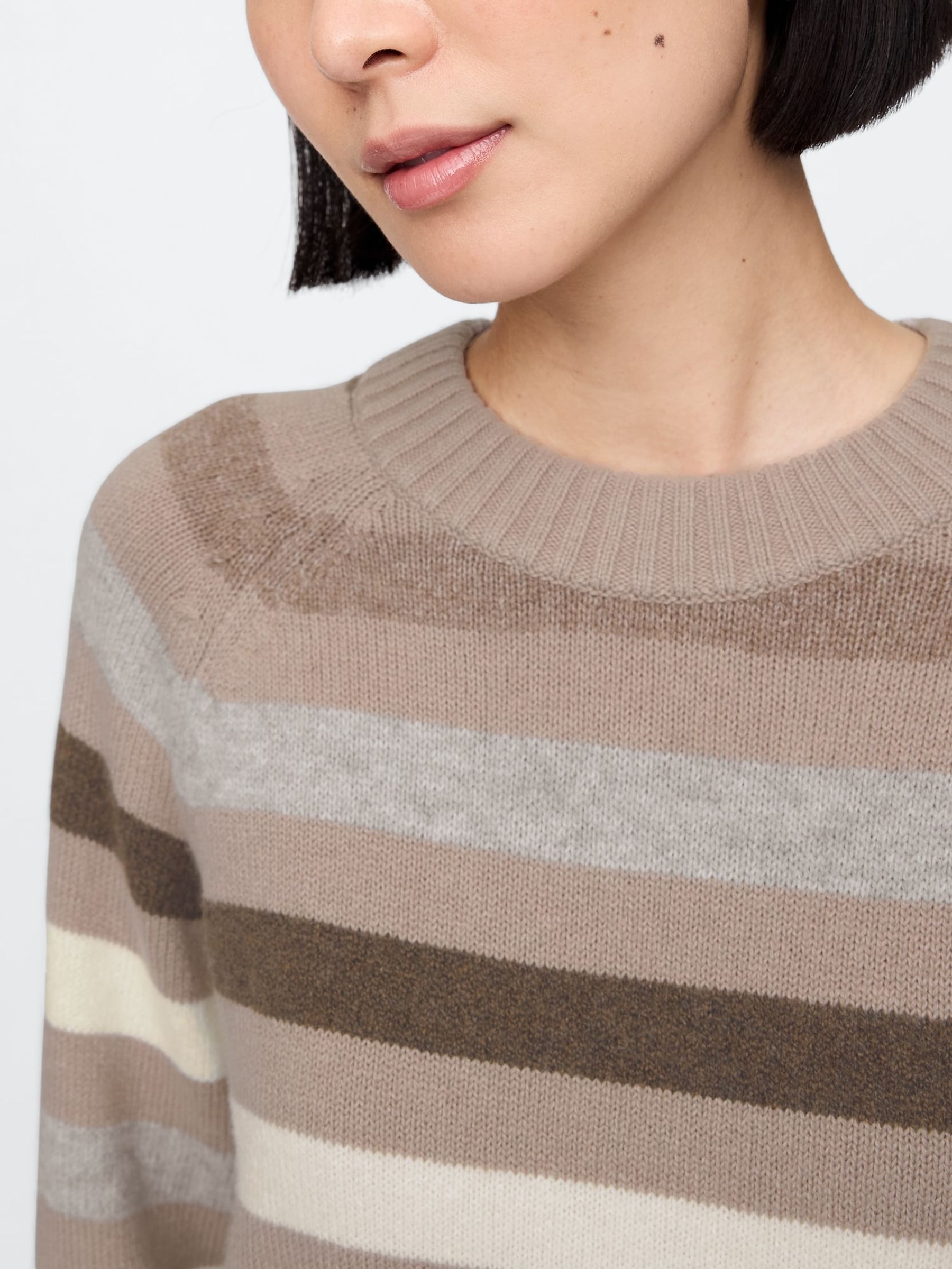 Brown Stripe CashSoft Crew Neck Jumper - Image 4 of 5