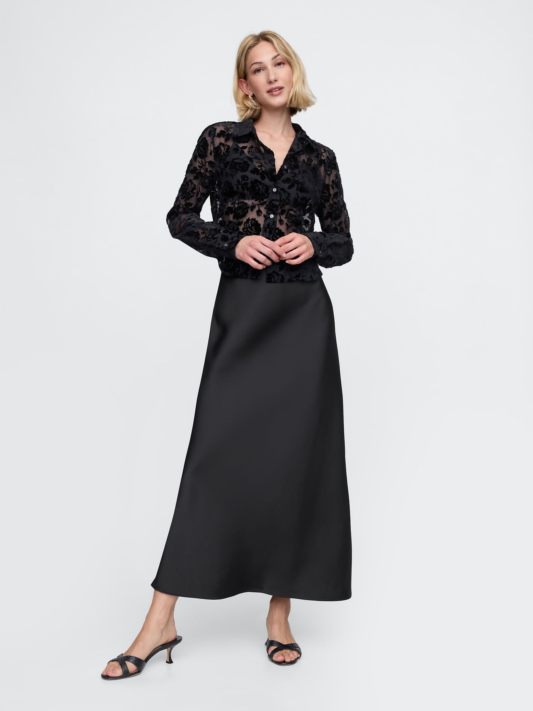Black Floral Long Sleeved Cropped Velvet Shirt - Image 3 of 5