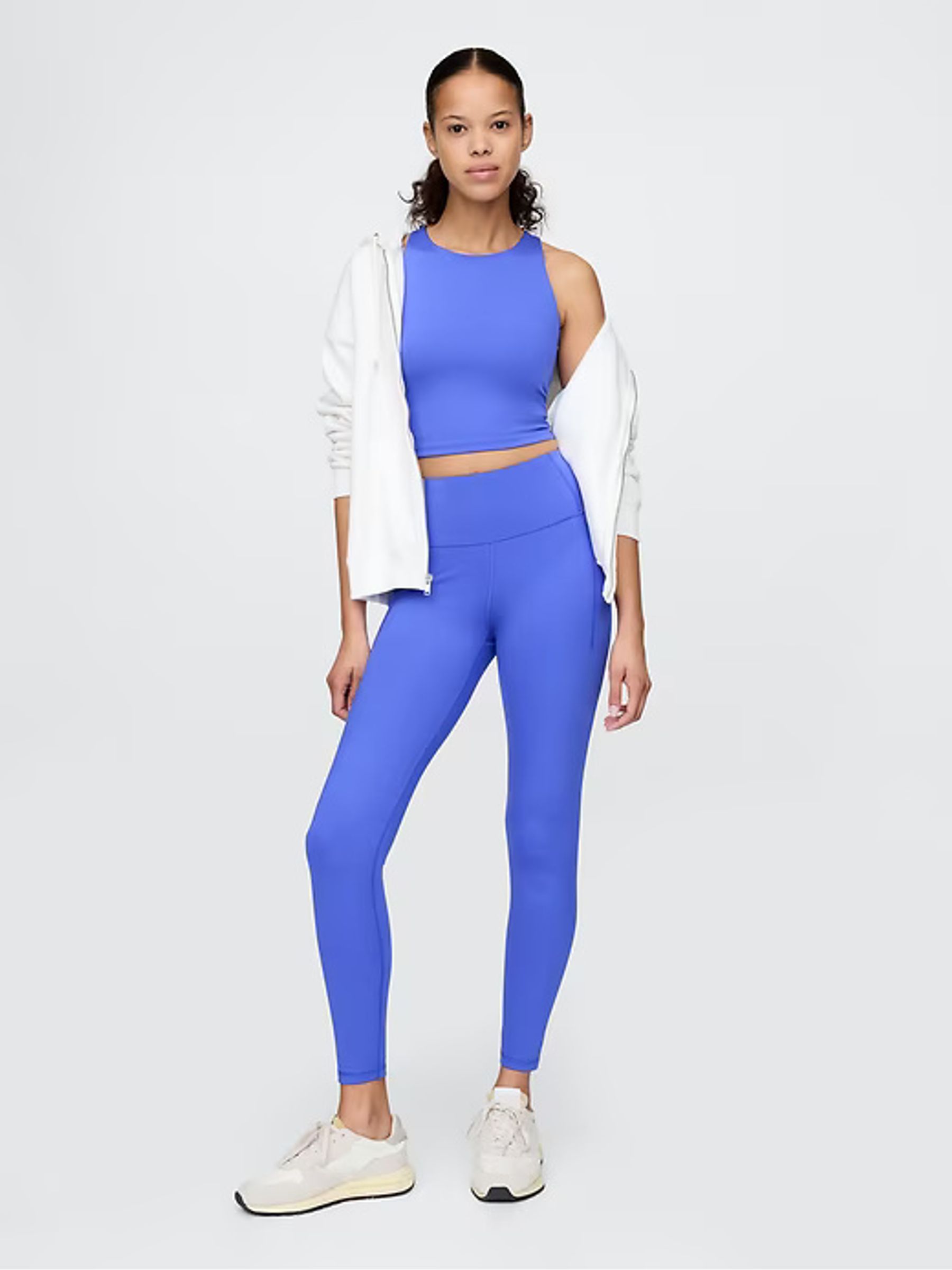 Blue Full Length High Waisted Power Stretch Leggings - Image 1 of 8