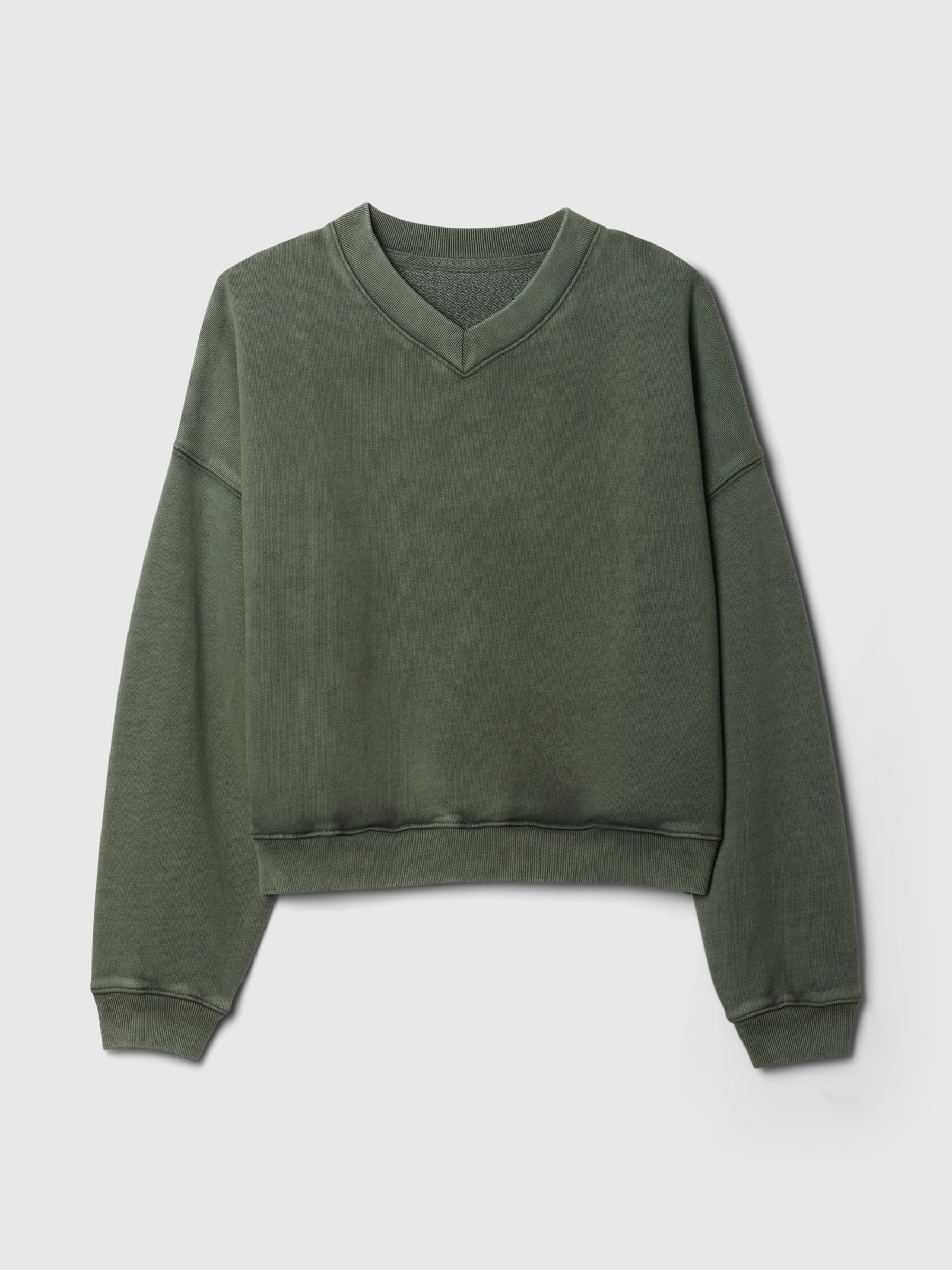 Green Vintage Oversized  V-Neck Sweatshirt - Image 4 of 4