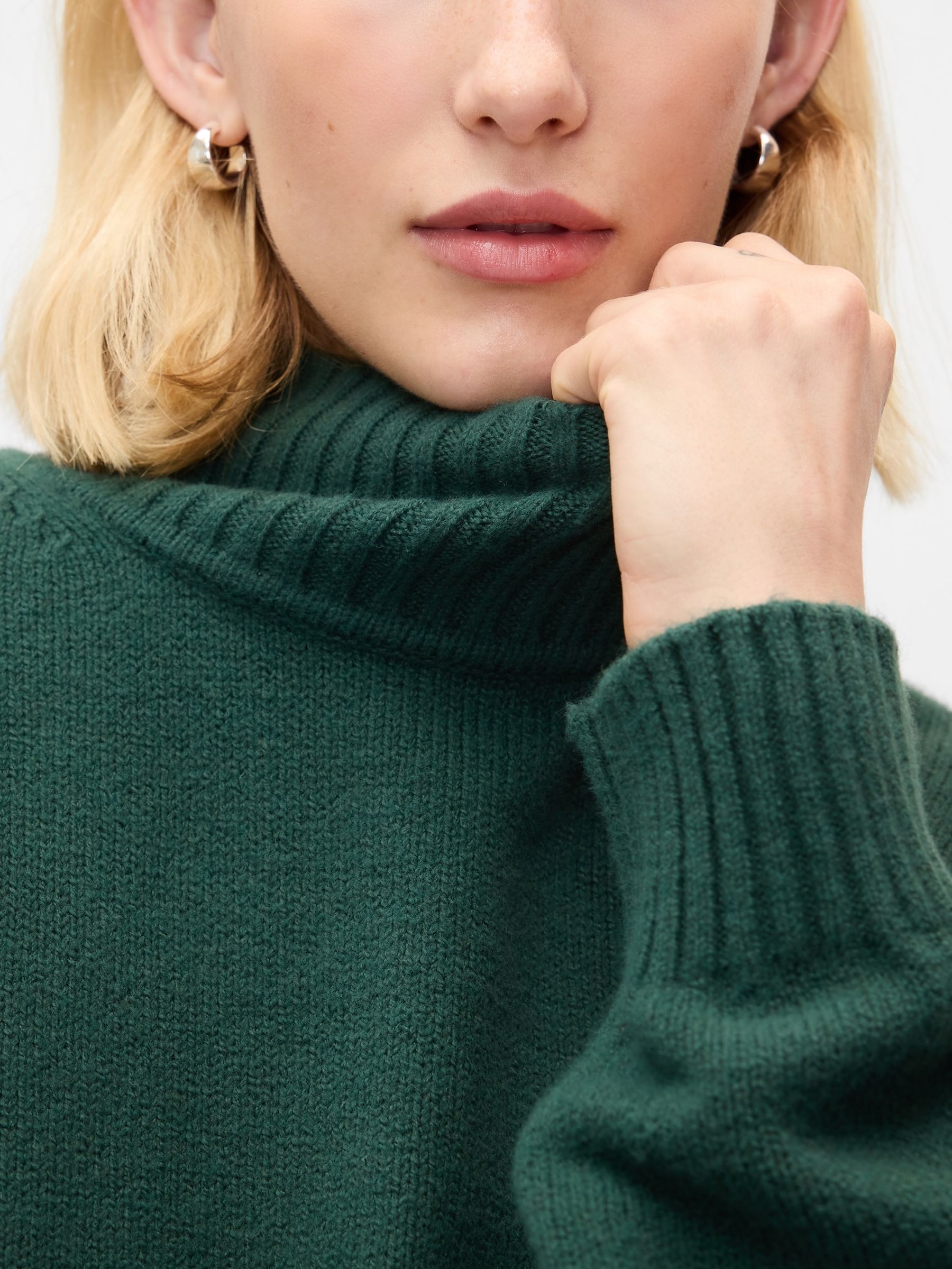 Green CashSoft Mock Neck Ribbed Knit Jumper - Image 4 of 5