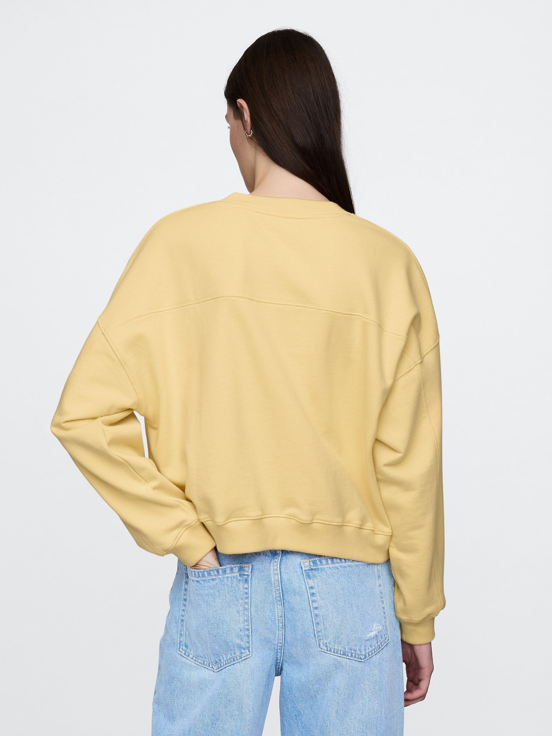 Yellow Vintage Oversized  V-Neck Sweatshirt - Image 2 of 4