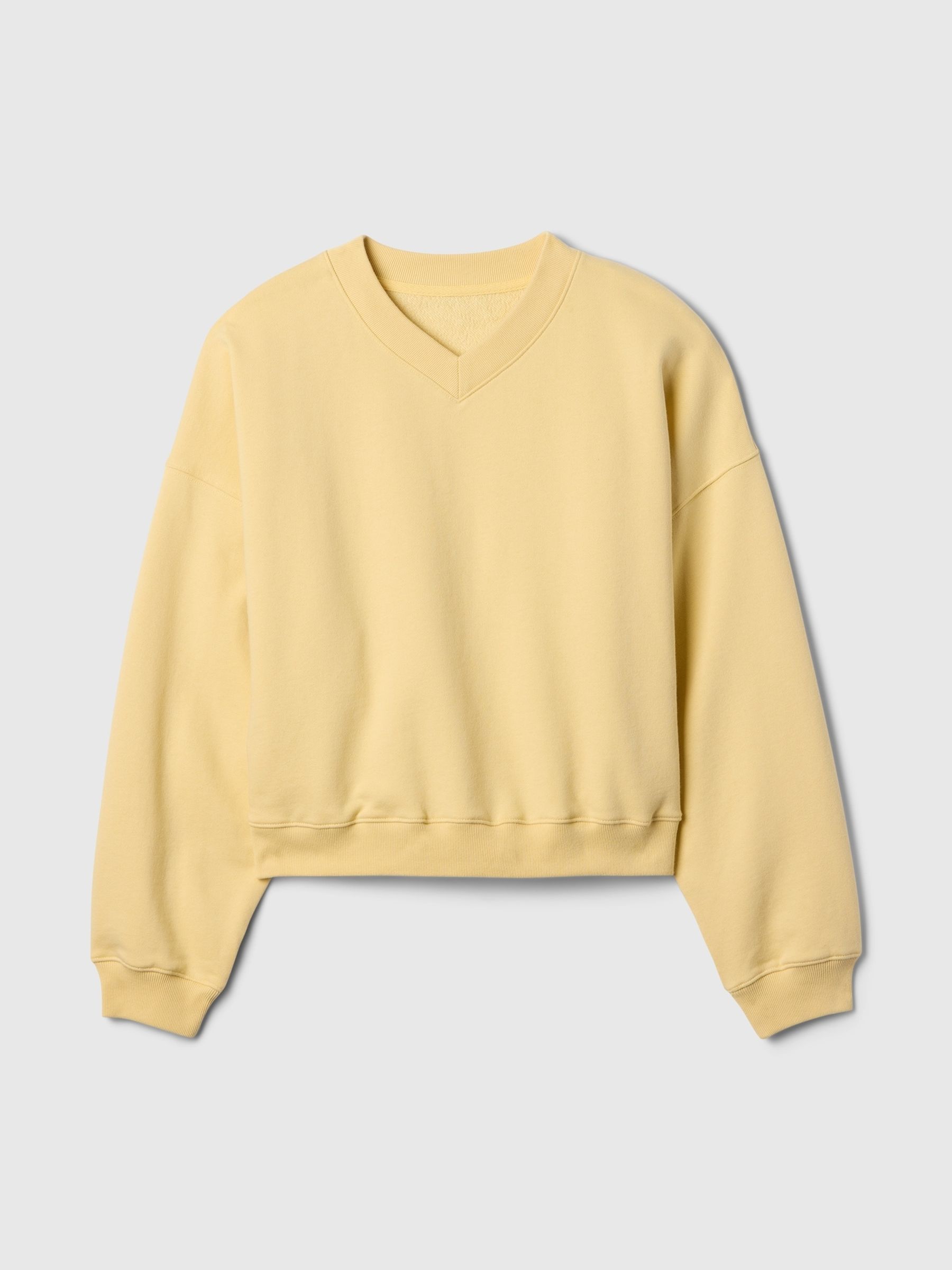 Yellow Vintage Oversized  V-Neck Sweatshirt - Image 4 of 4