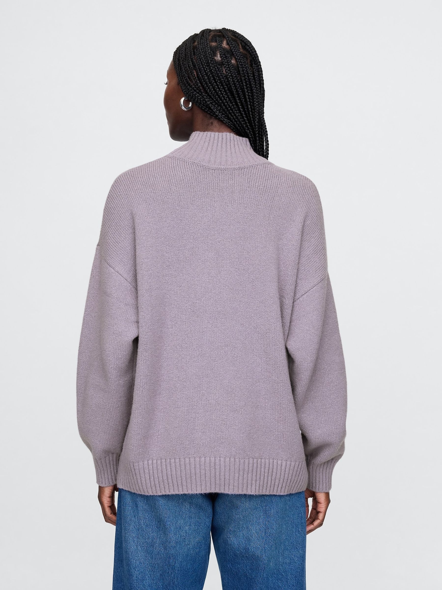 Purple CashSoft Mock Neck Ribbed Knit Jumper - Image 2 of 5