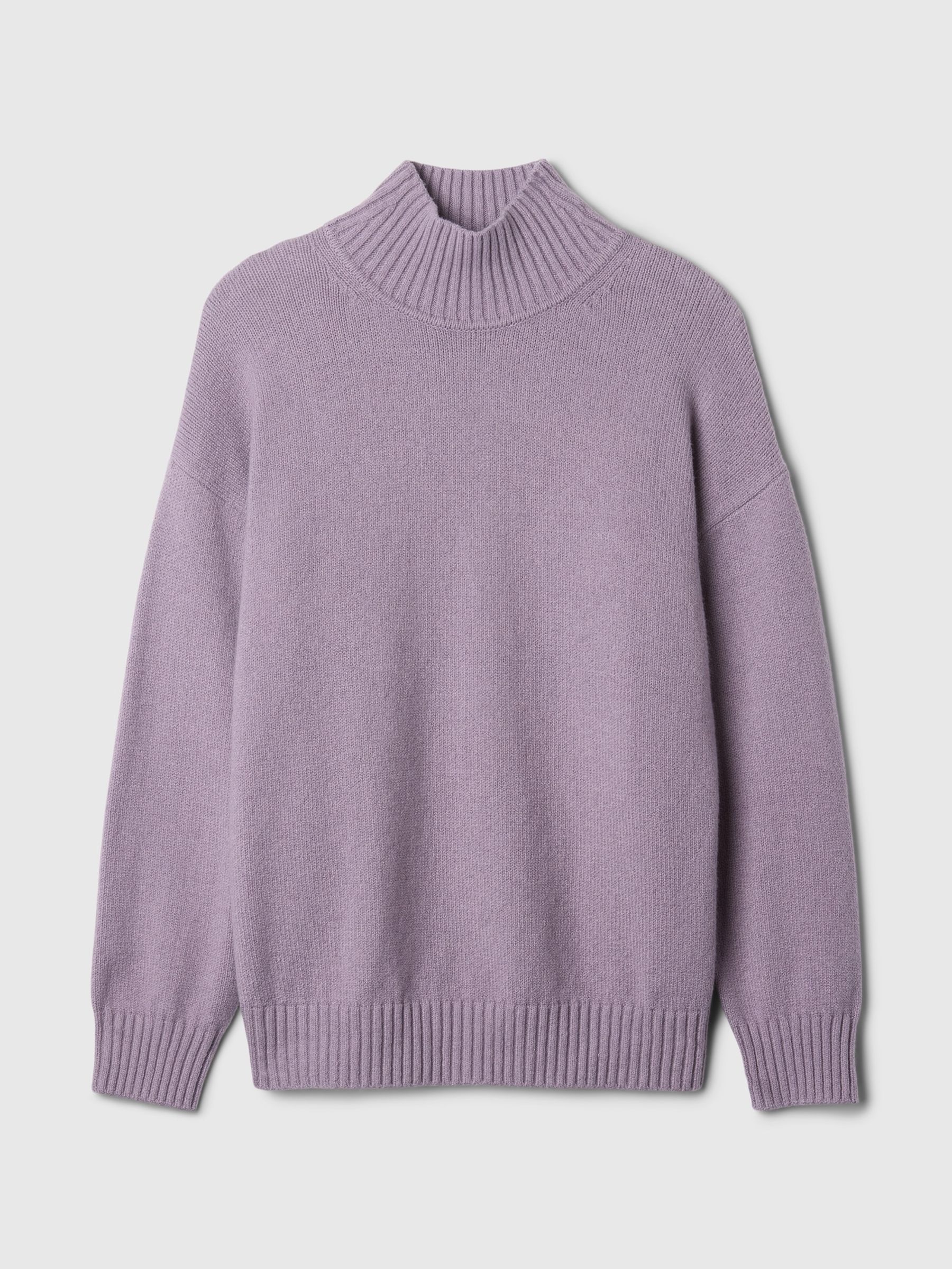 Purple CashSoft Mock Neck Ribbed Knit Jumper - Image 5 of 5