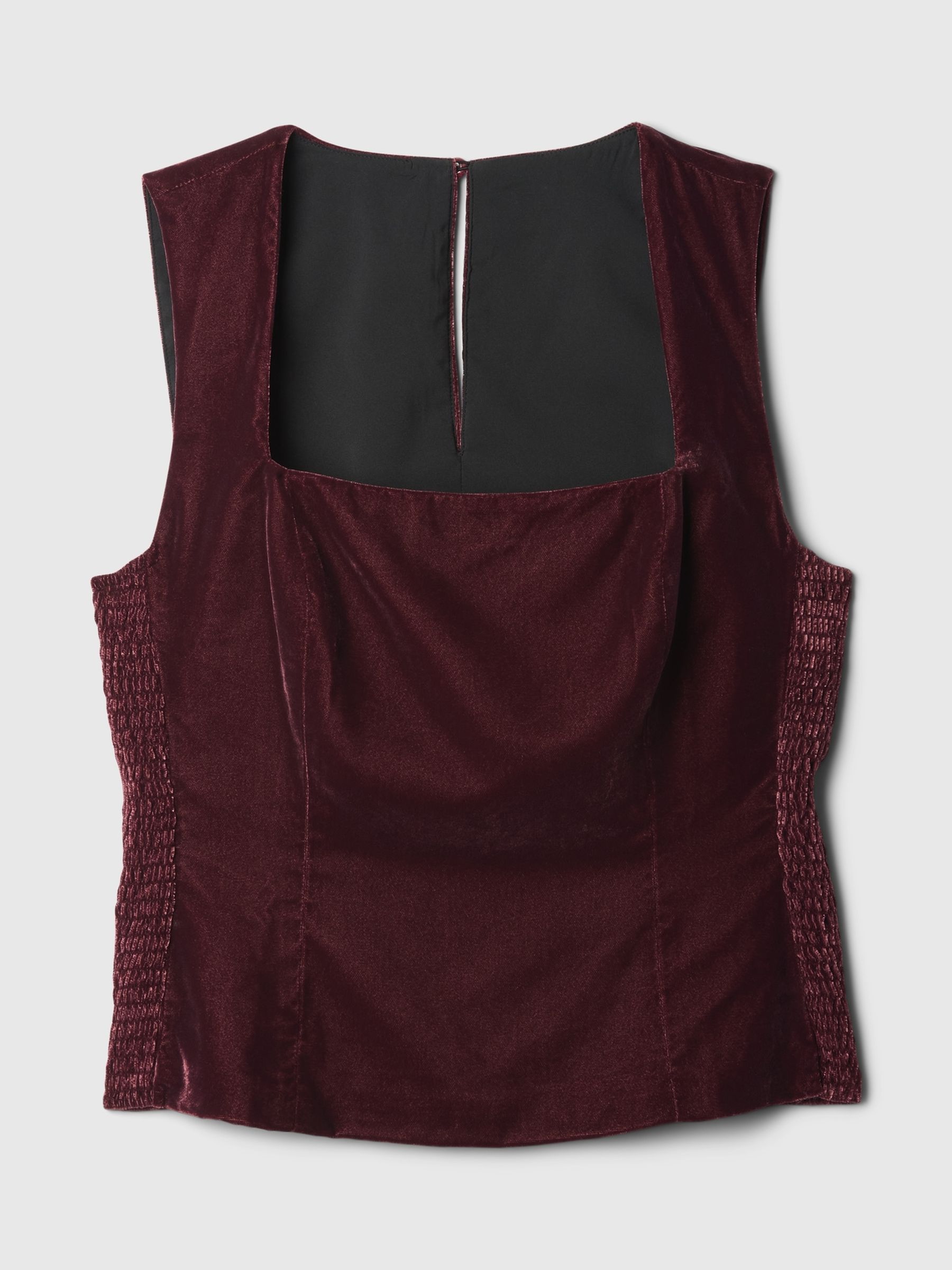 Red Velvet Square-Neck Cropped Top - Image 4 of 4