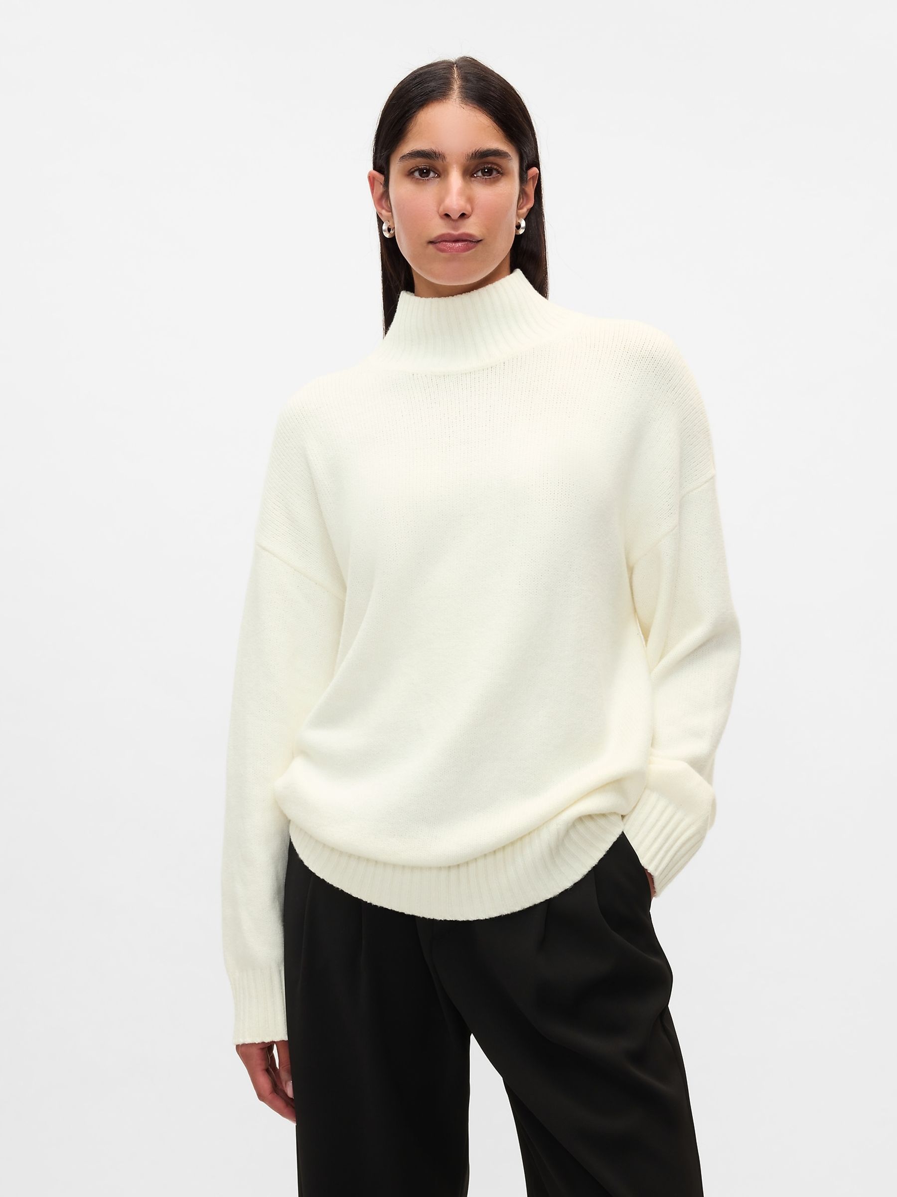 Beige CashSoft Oversized Mock Neck Jumper - Image 1 of 3