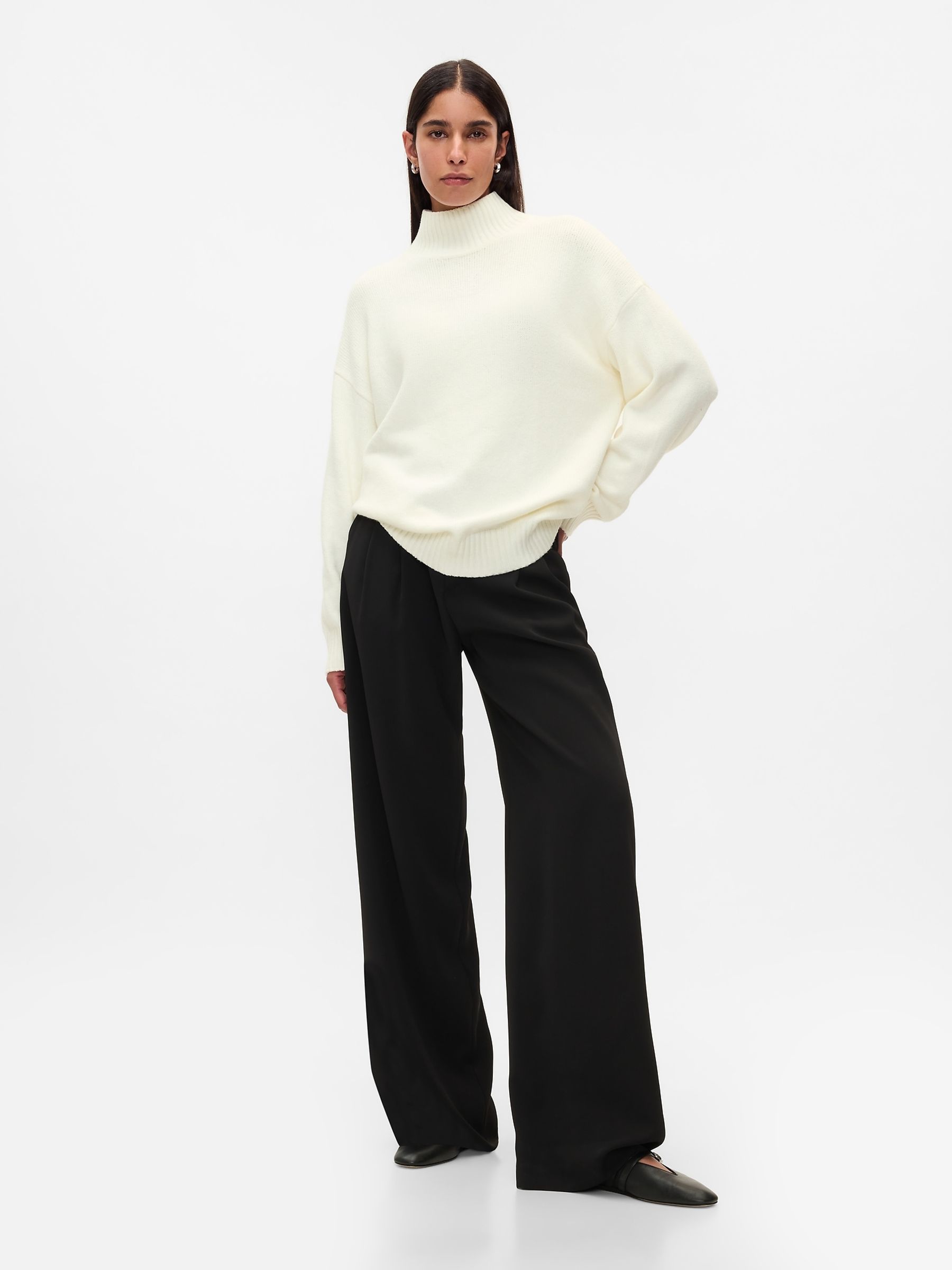 Beige CashSoft Oversized Mock Neck Jumper - Image 3 of 3