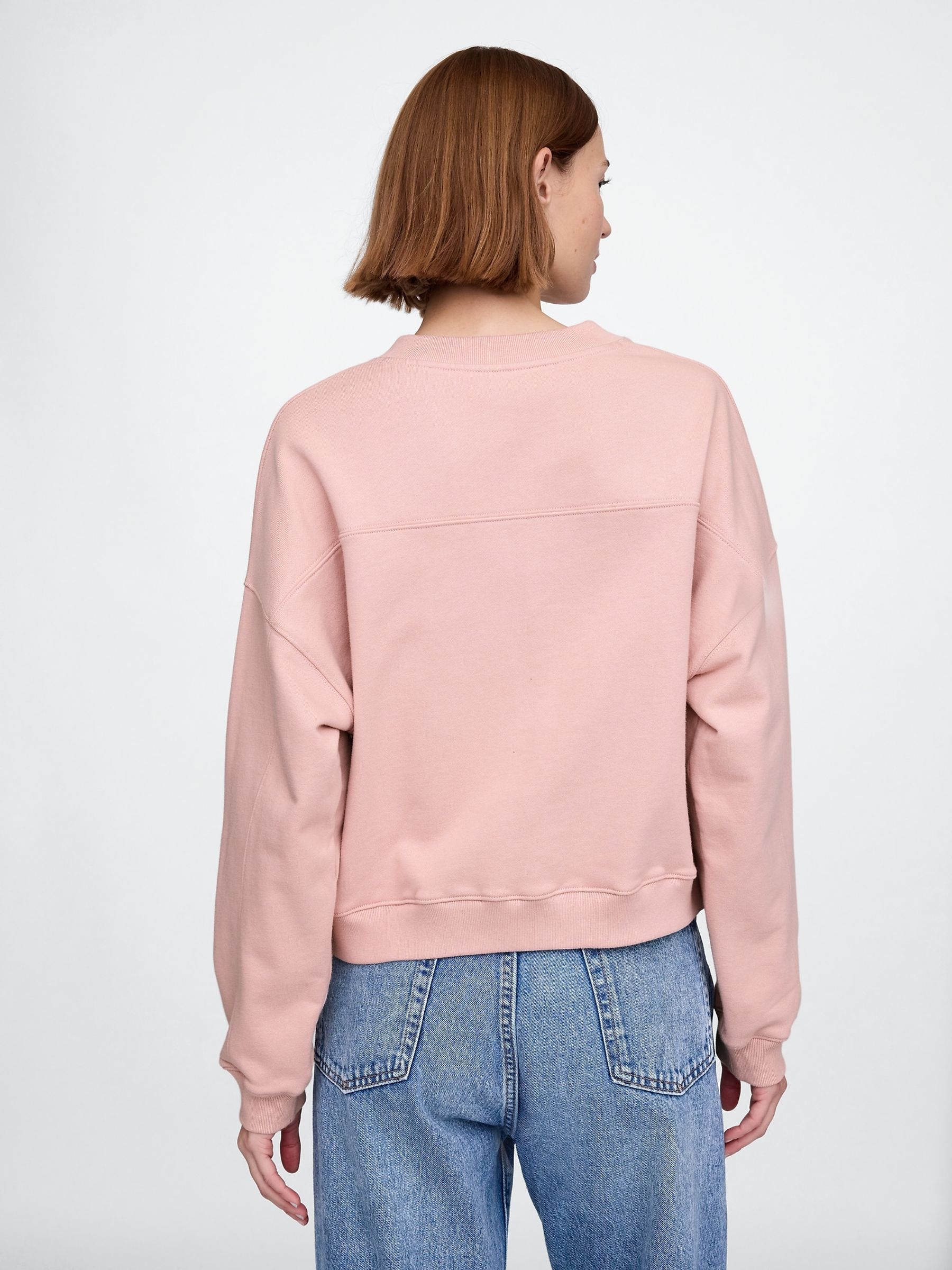 Pink Vintage Oversized  V-Neck Sweatshirt - Image 1 of 6