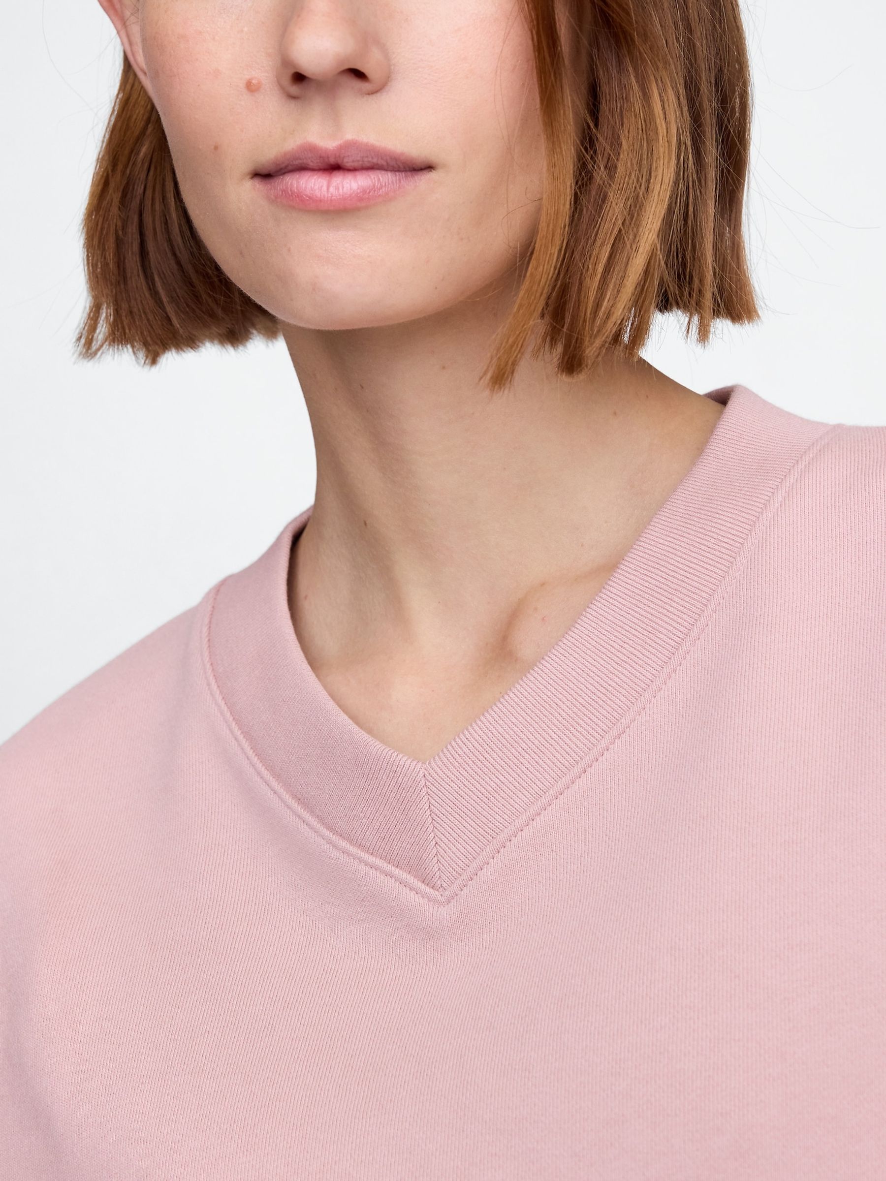 Pink Vintage Oversized  V-Neck Sweatshirt - Image 2 of 6