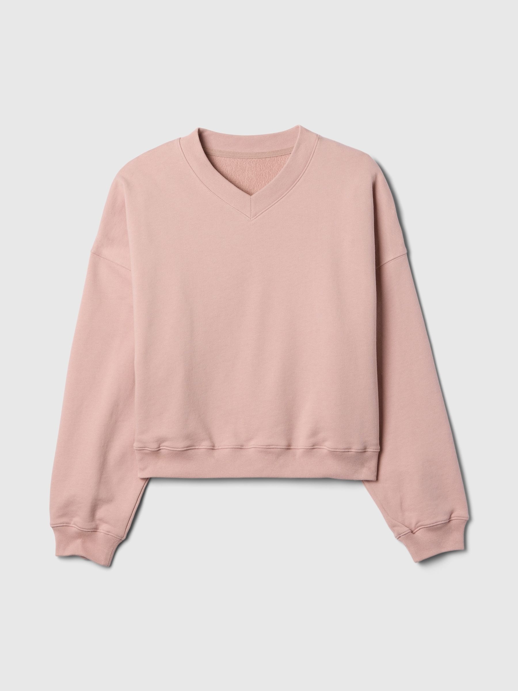 Pink Vintage Oversized  V-Neck Sweatshirt - Image 5 of 5