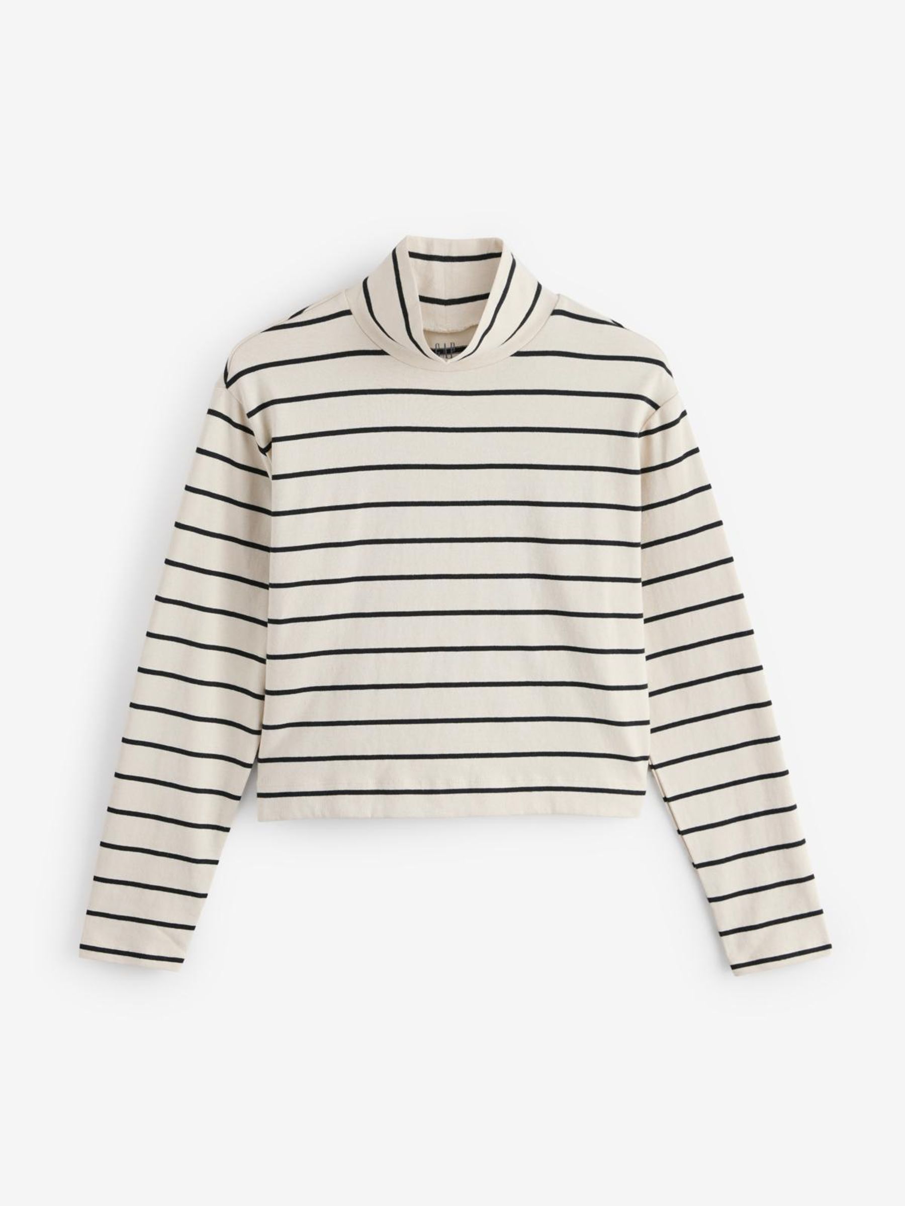 Cream Long Sleeve Heavyweight Jersey Turtleneck Top - Image 1 of 3