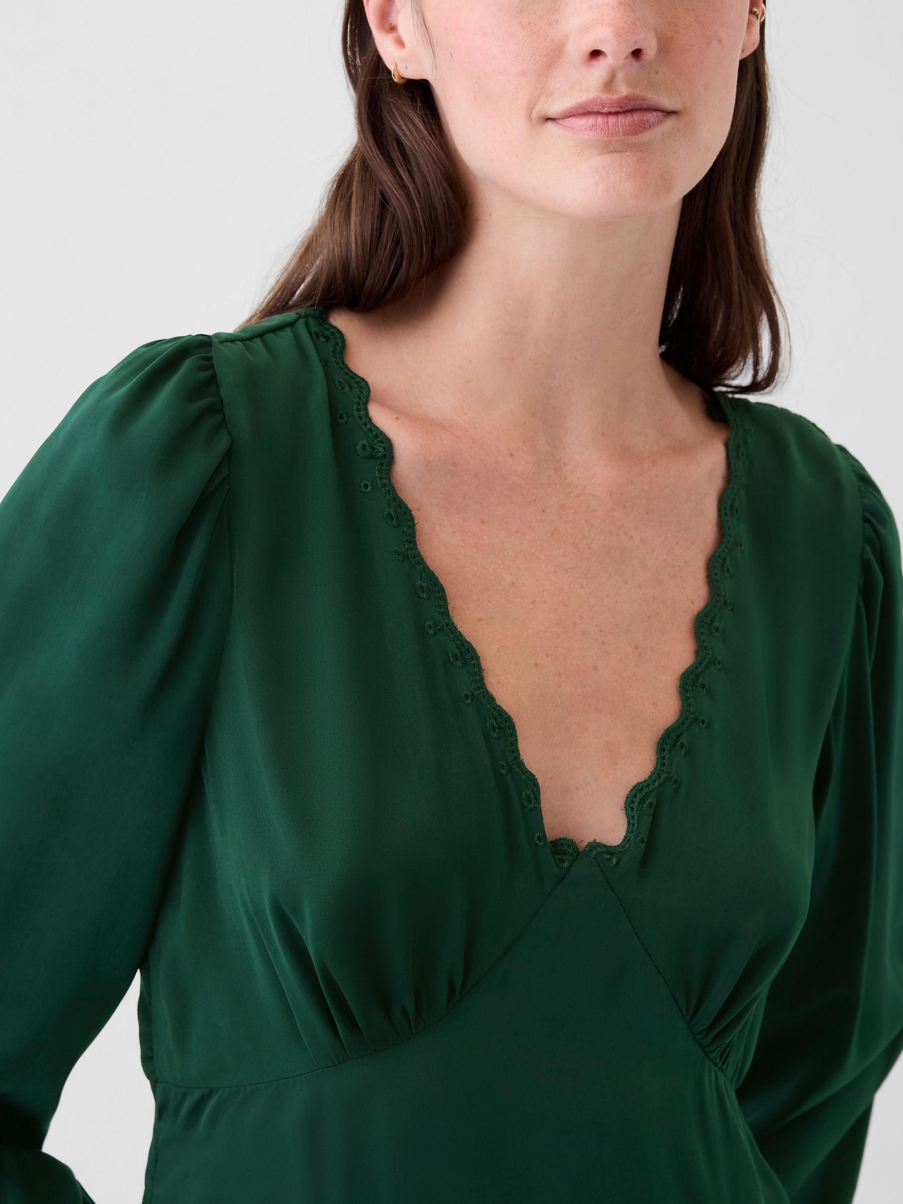 Green Satin Empire Midi Dress - Image 5 of 5