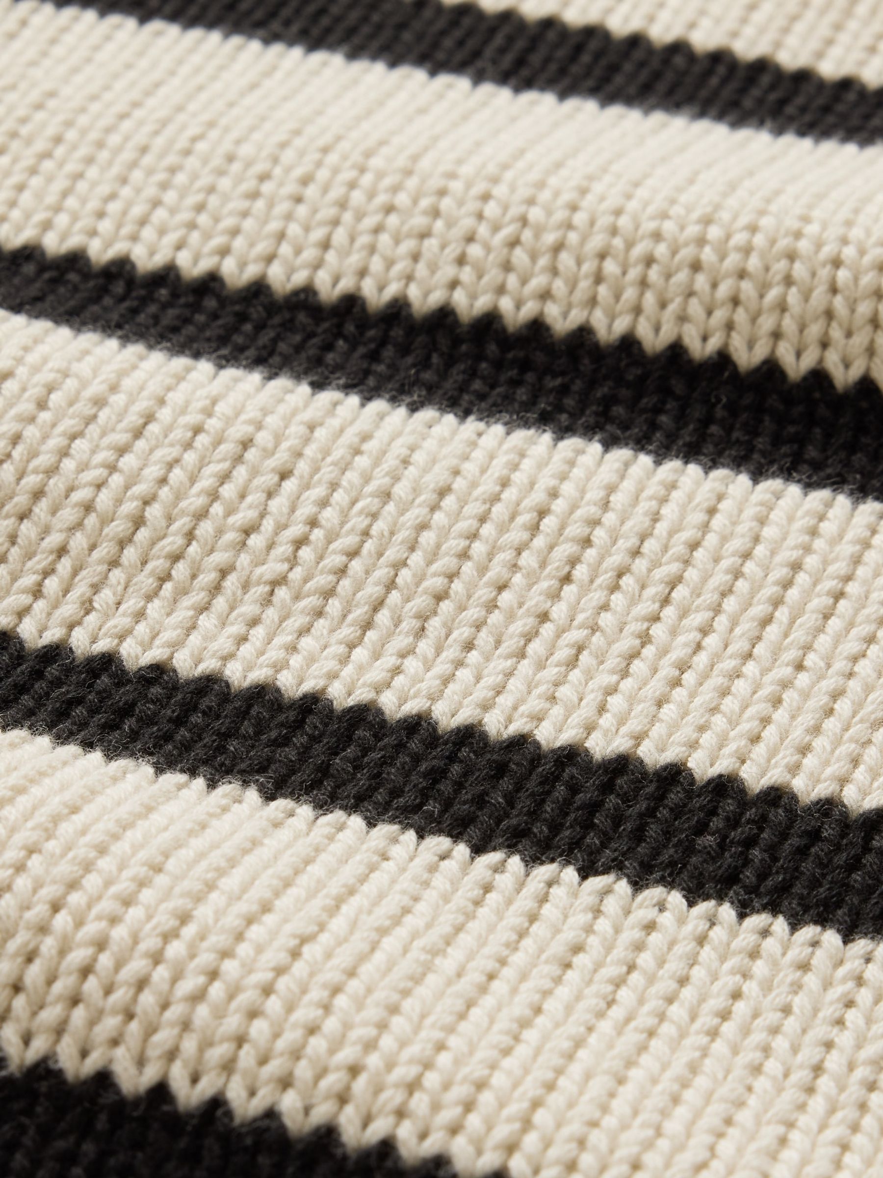 Cream/Navy Blue Stripe Cotton Crew Neck Jumper - Image 5 of 5
