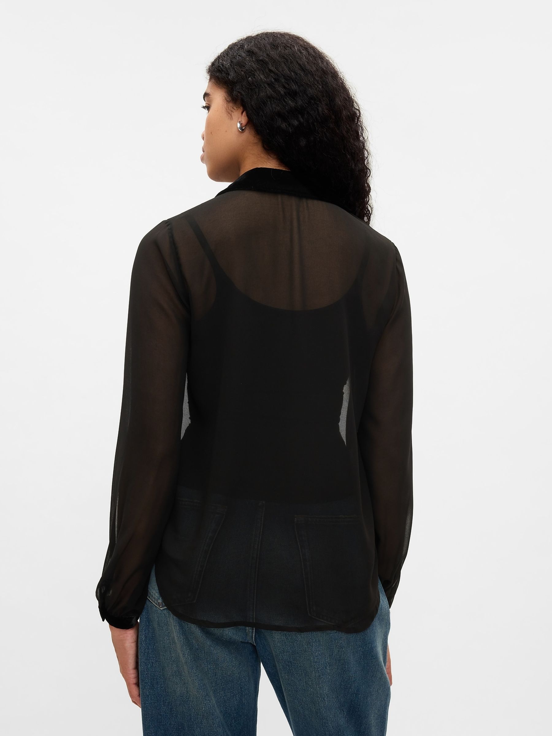 Black Classic Velvet Oversized Shirt - Image 2 of 5