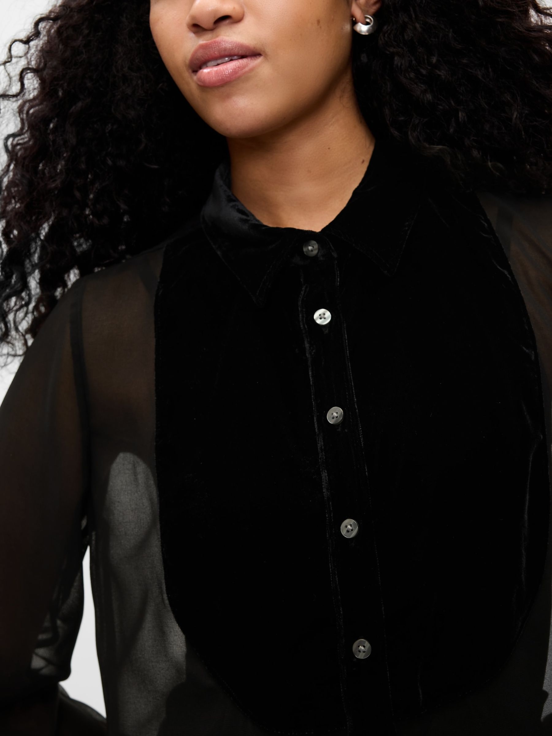 Black Classic Velvet Oversized Shirt - Image 4 of 5