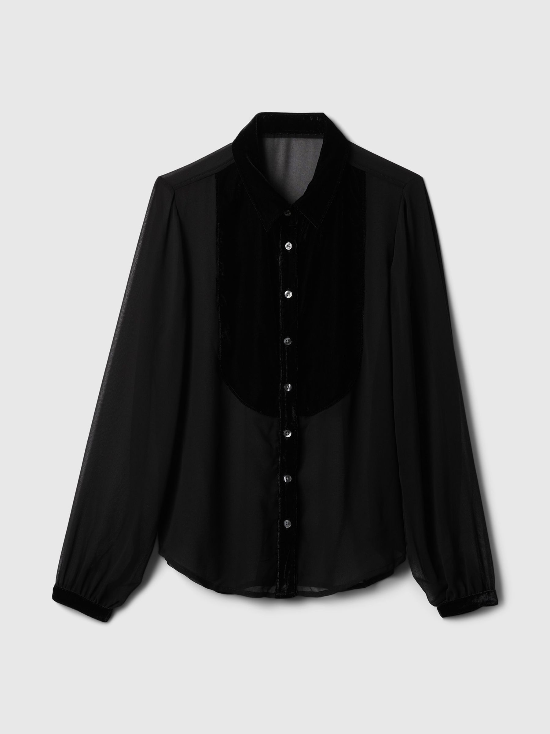 Black Classic Velvet Oversized Shirt - Image 5 of 5