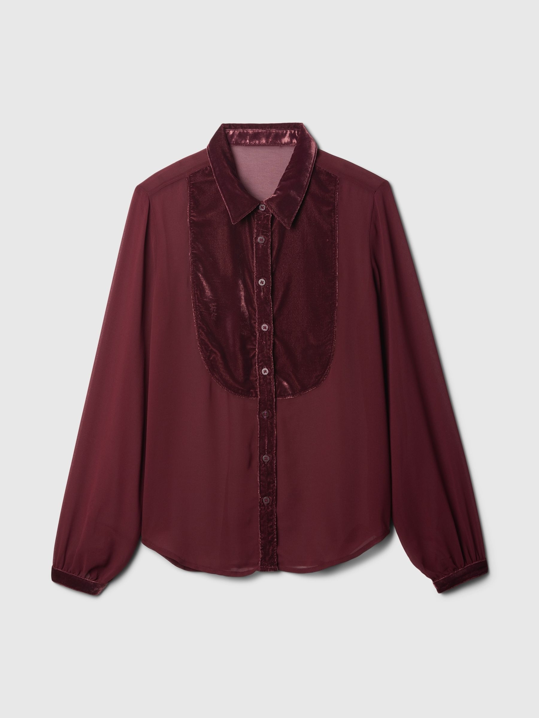 Red Classic Velvet Oversized Shirt - Image 4 of 5