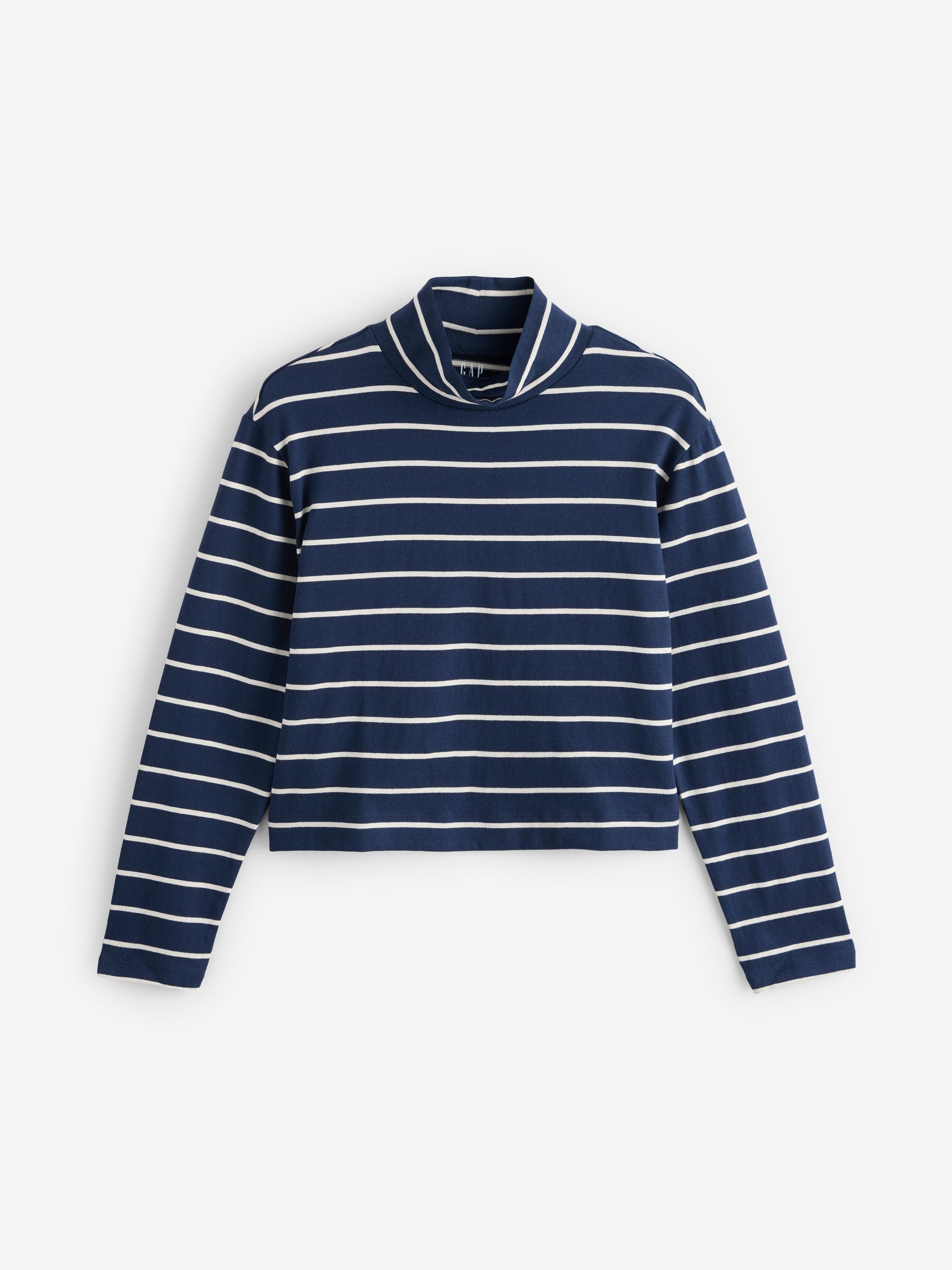 Navy Blue Long Sleeve Heavyweight Jersey Turtleneck Top - Image 1 of 3