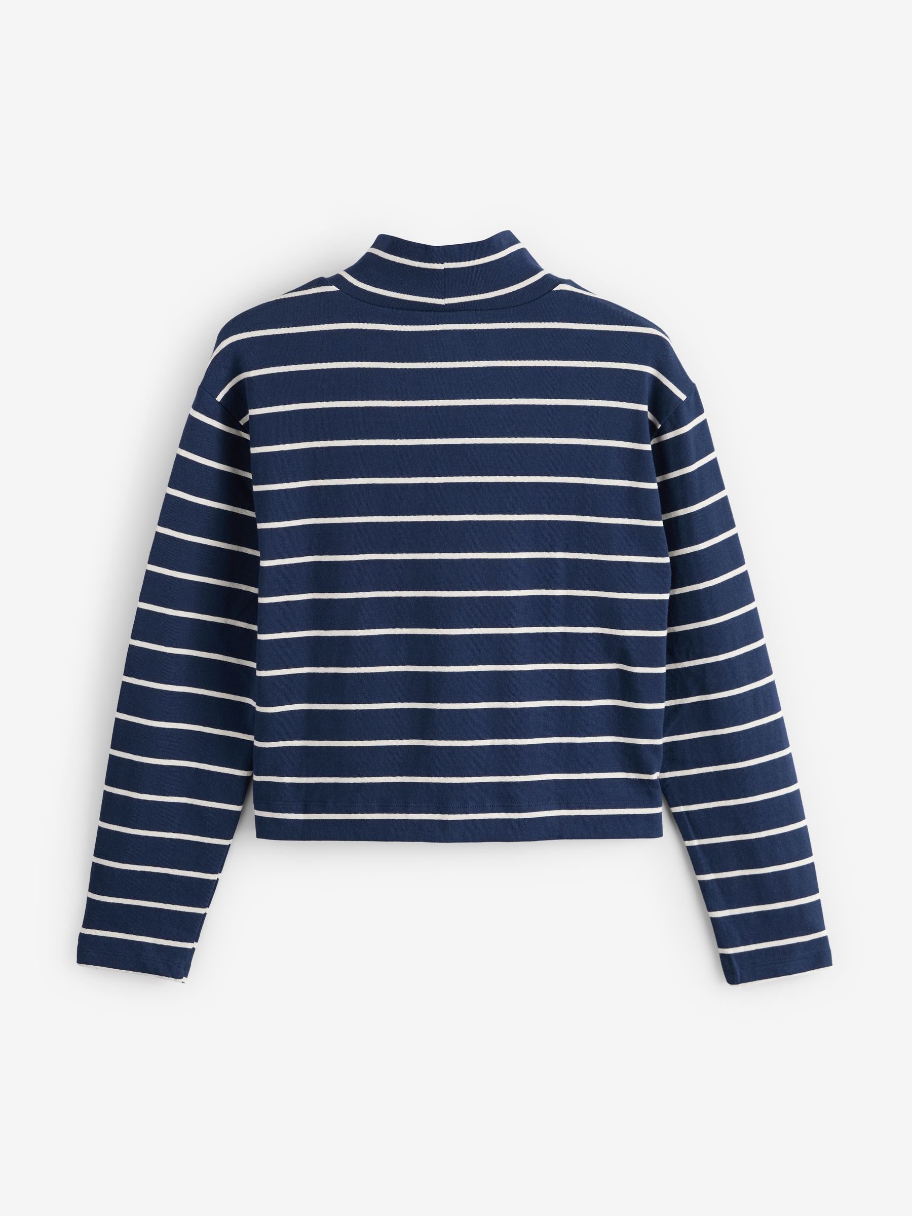Navy Blue Long Sleeve Heavyweight Jersey Turtleneck Top - Image 2 of 3