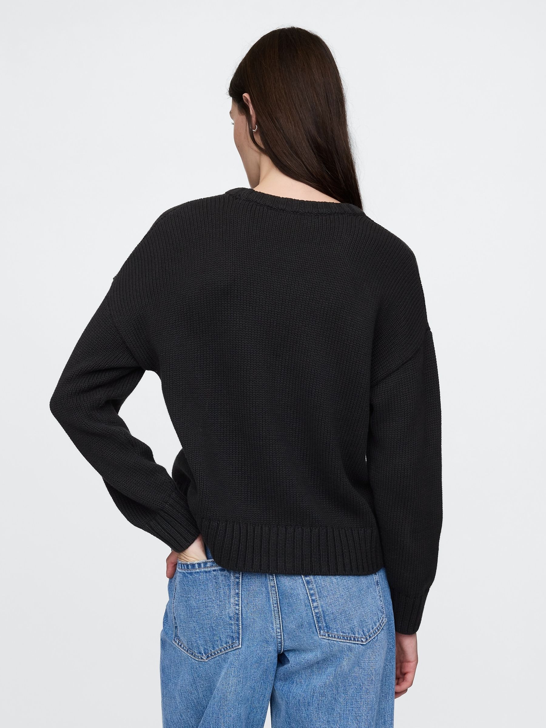 Black Soft Touch Cotton Crew Neck Jumper - Image 2 of 4