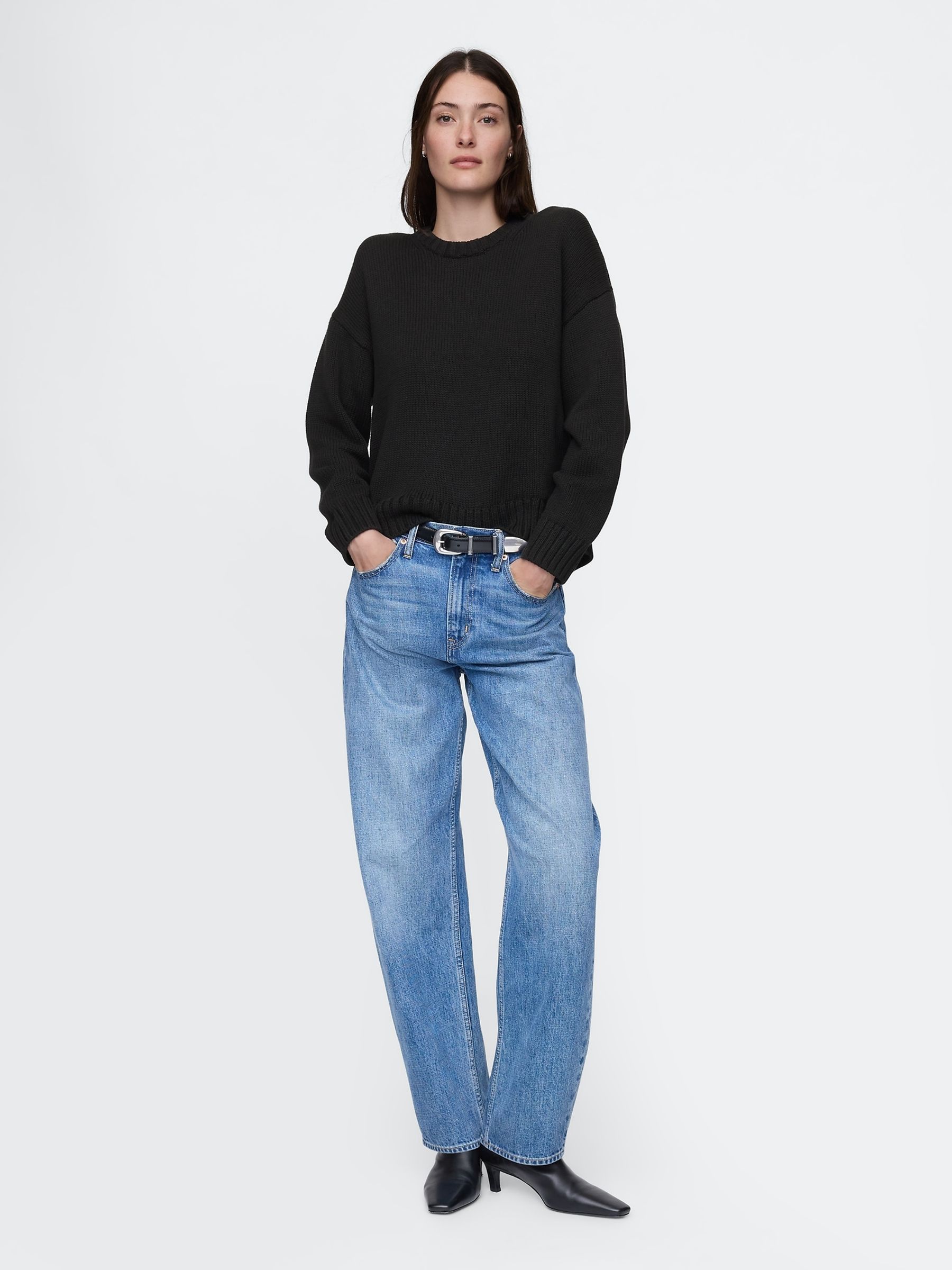 Black Soft Touch Cotton Crew Neck Jumper - Image 3 of 4