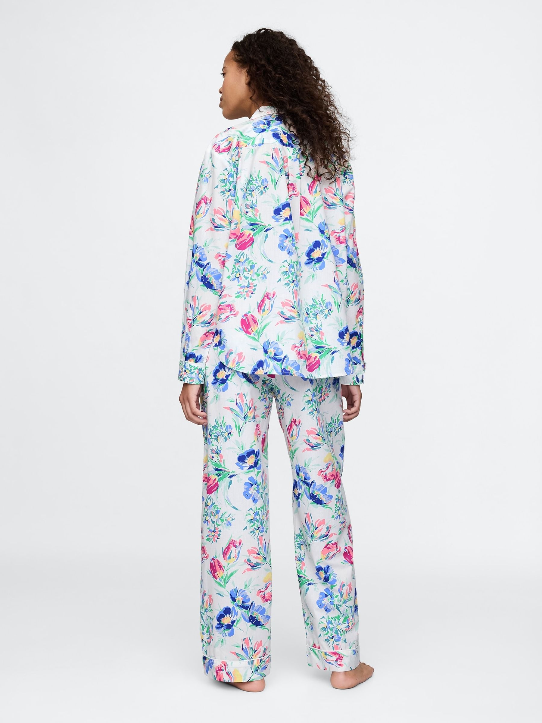 White/Blue Floral Trouser Cotton Poplin Pyjama Bottoms - Image 2 of 4