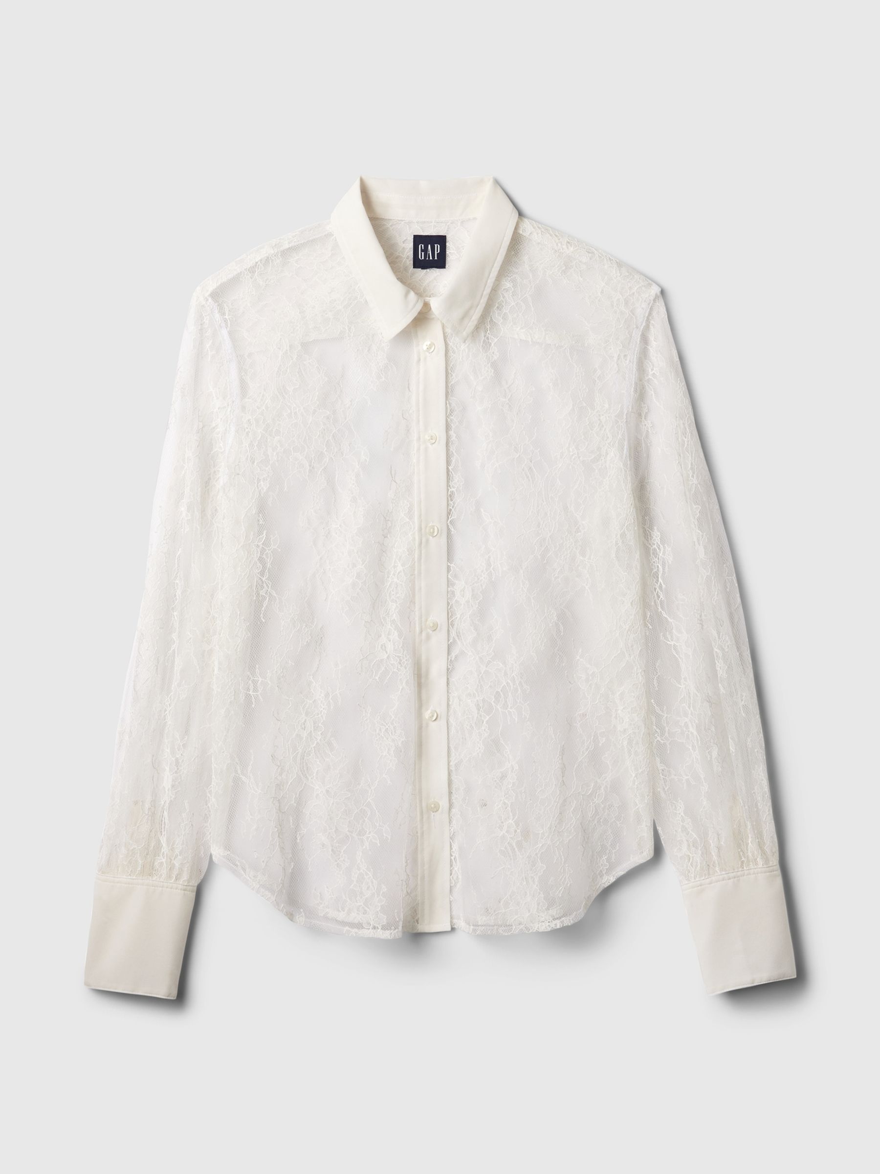 White Sheer Lace Classic Shirt - Image 5 of 5