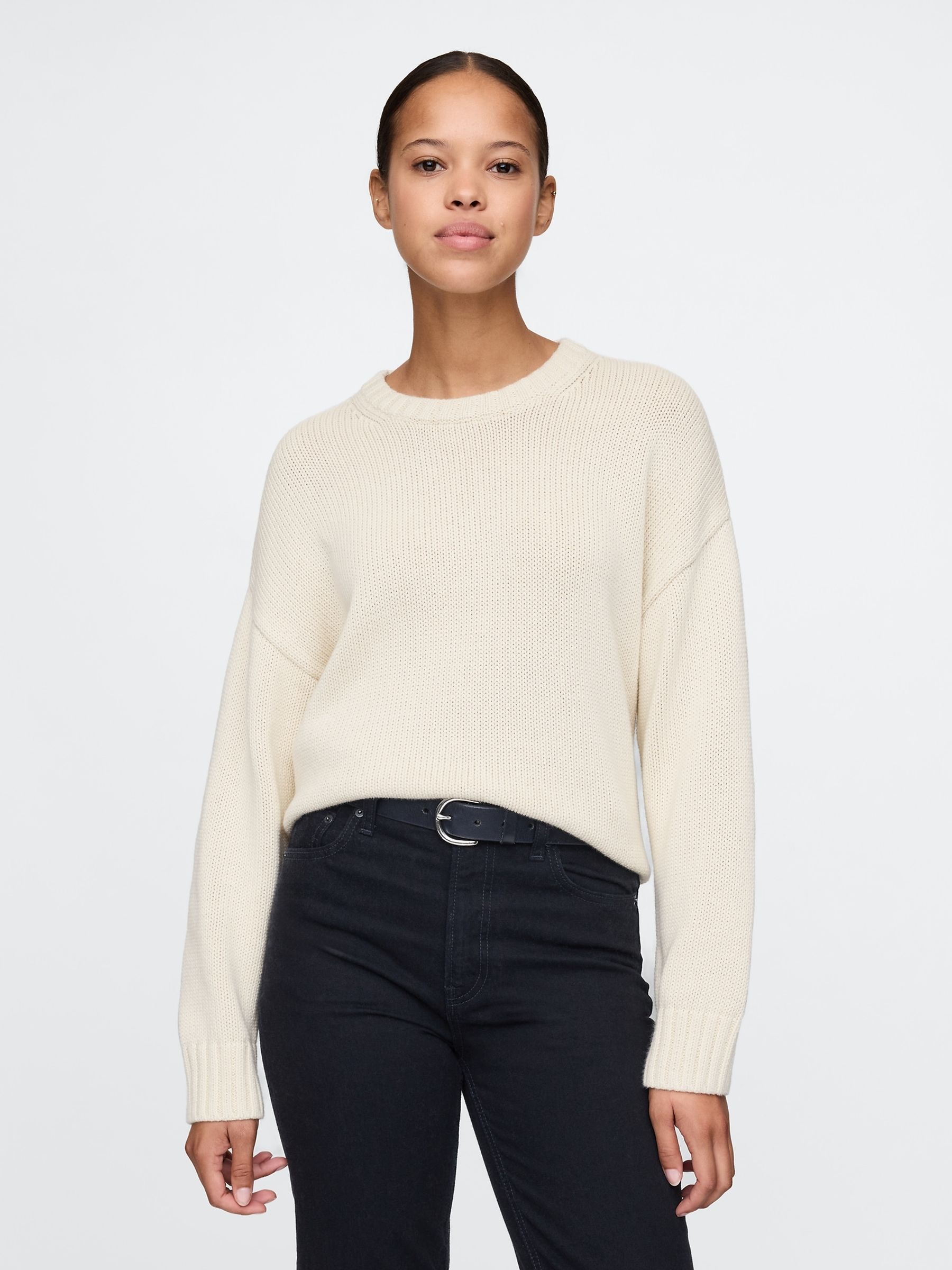 Cream Soft Touch Cotton Crew Neck Jumper - Image 1 of 5