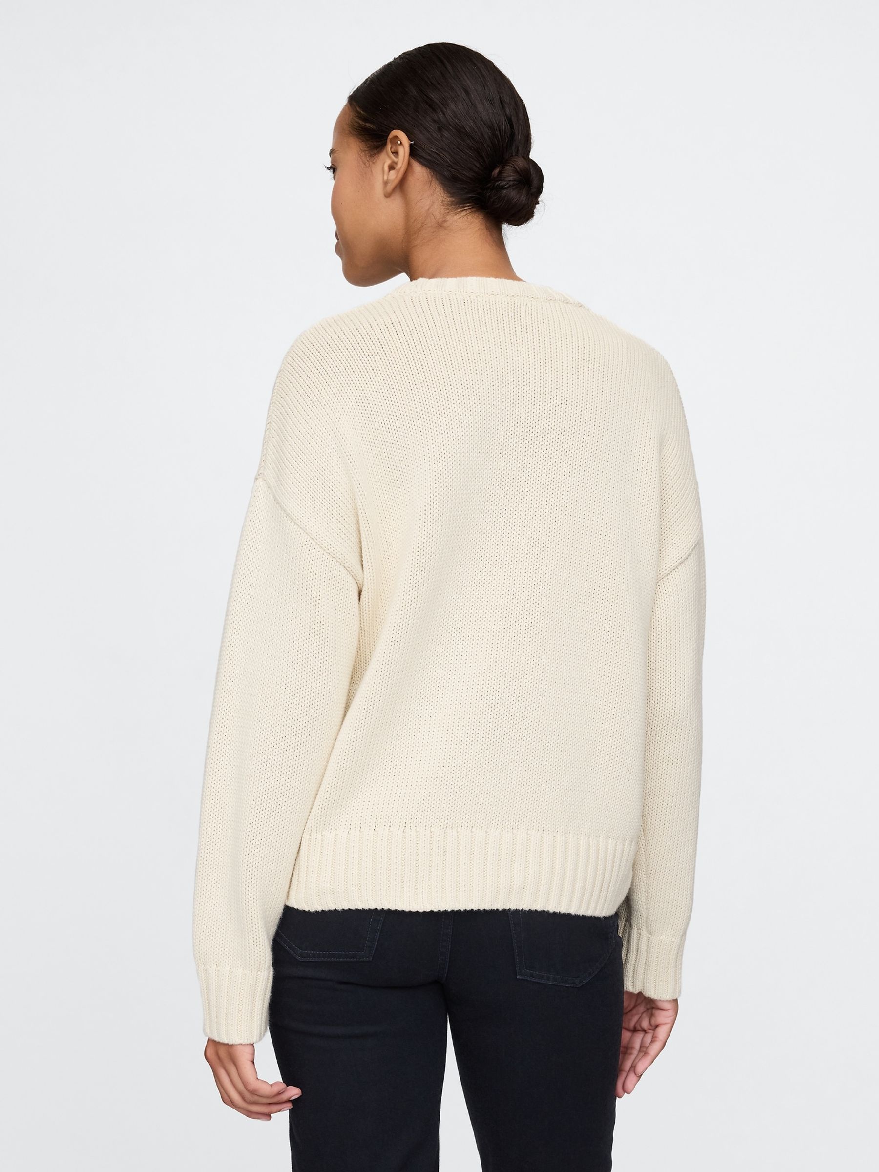 Cream Soft Touch Cotton Crew Neck Jumper - Image 2 of 5
