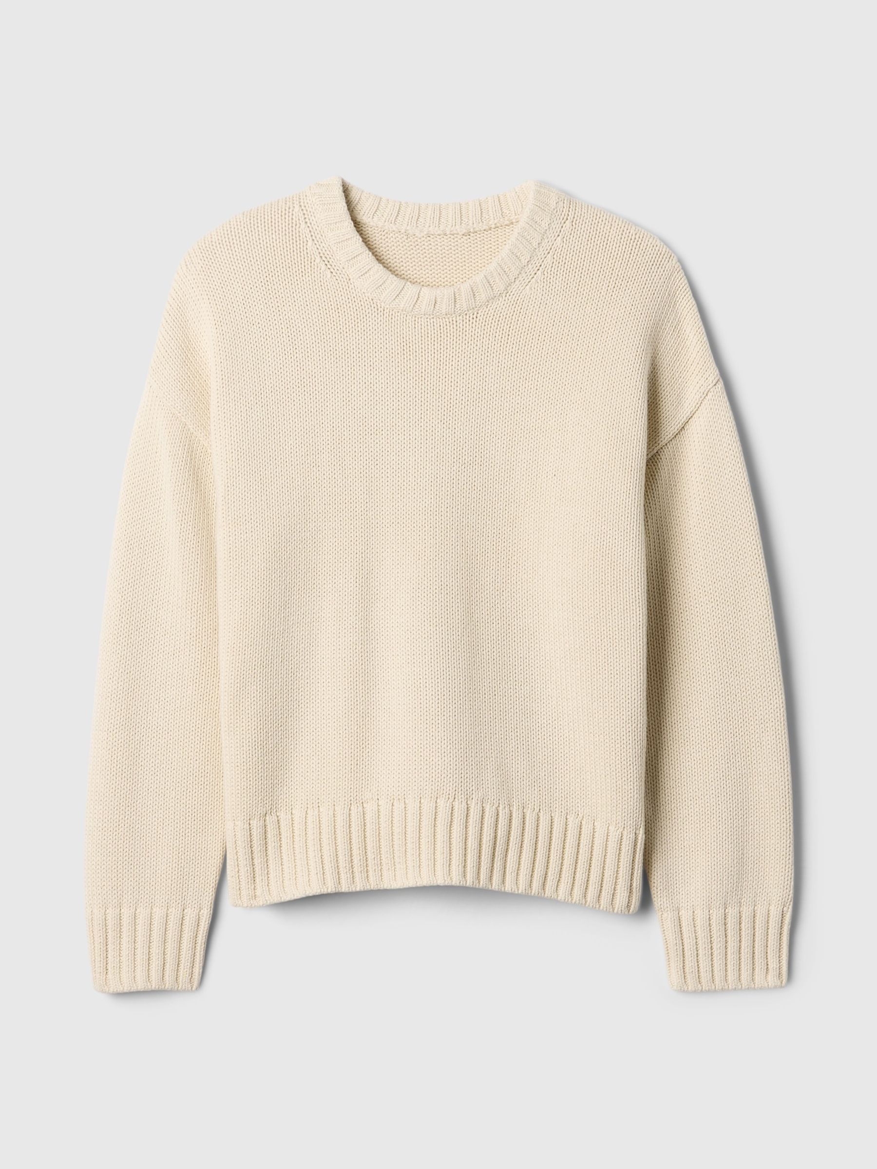 Cream Soft Touch Cotton Crew Neck Jumper - Image 4 of 5