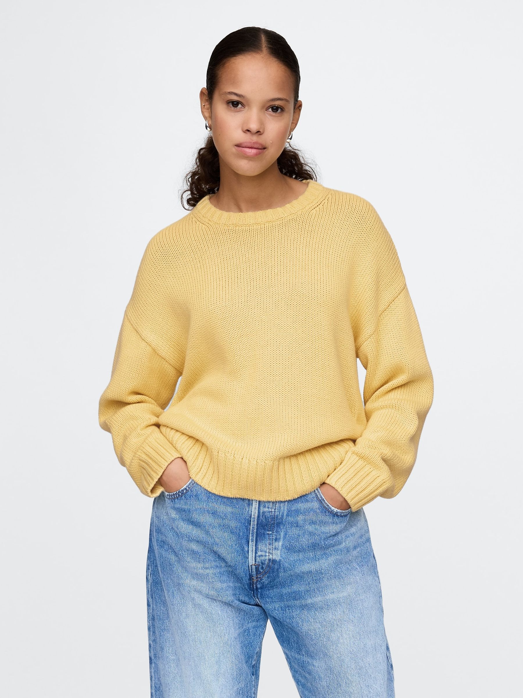 Yellow Soft Touch Cotton Crew Neck Jumper - Image 1 of 5