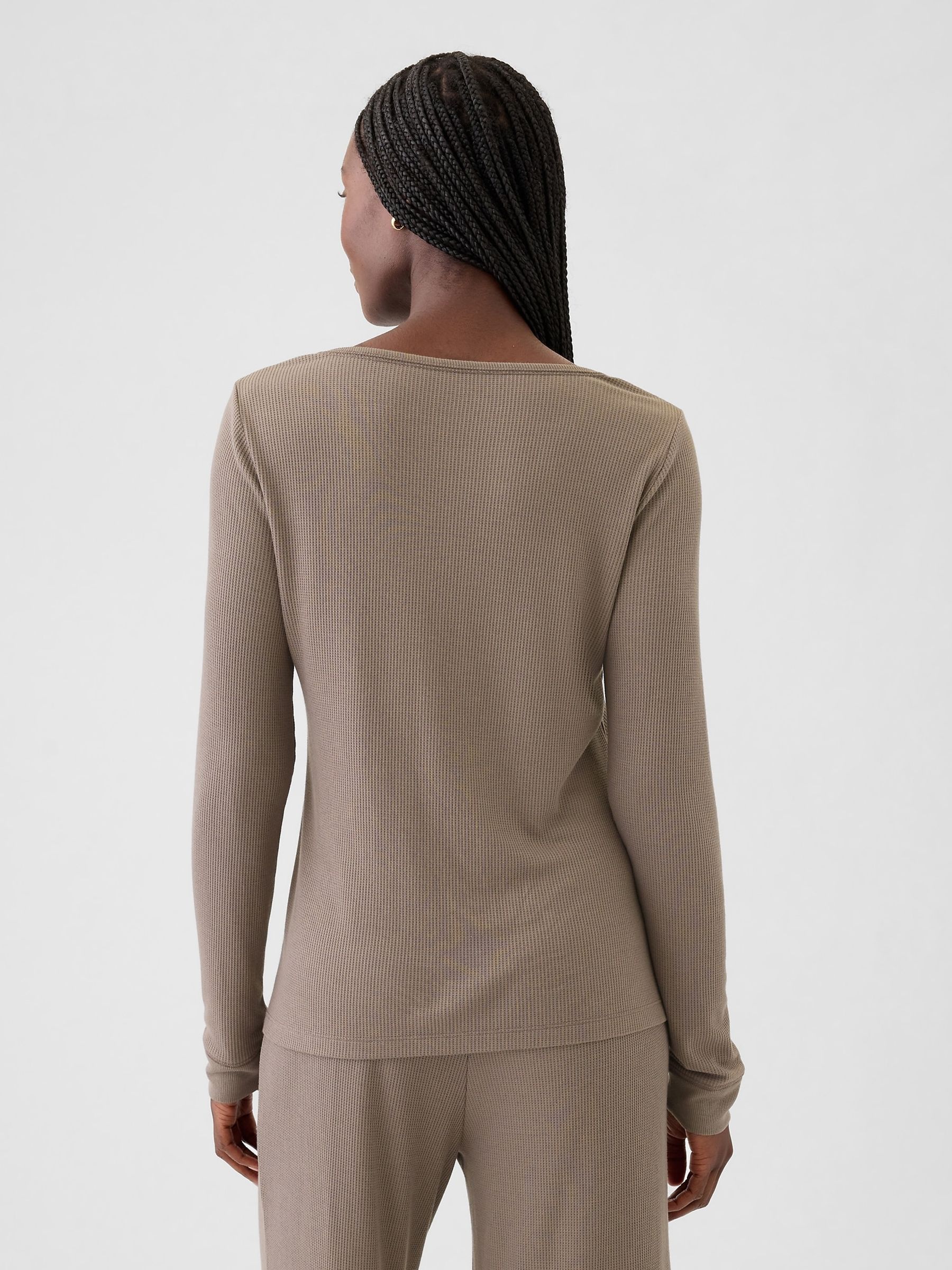 Brown Waffle Pyjama T-Shirt - Image 2 of 4