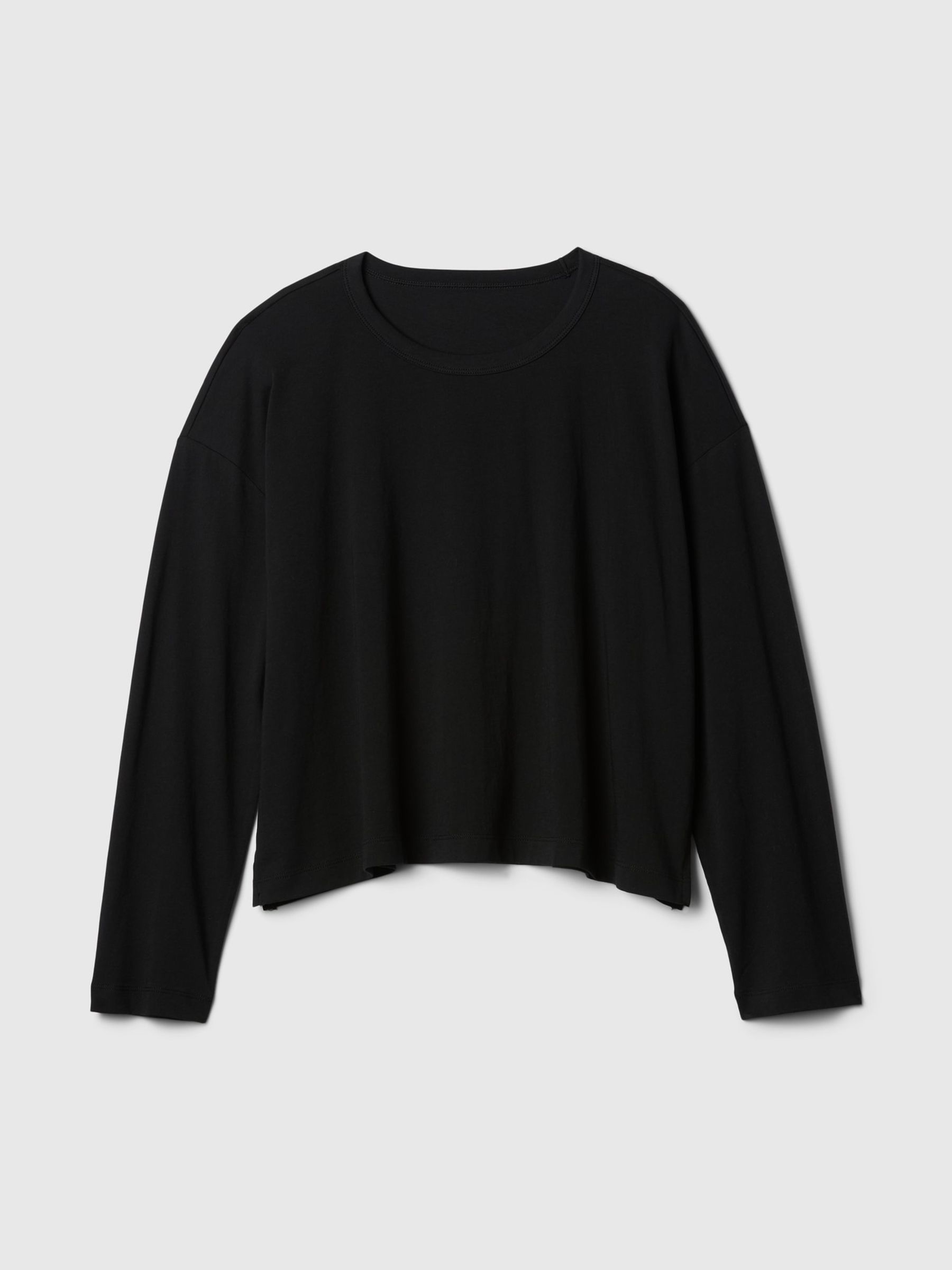 Black Favourite Oversized Cotton-Modal Crew Neck Long Sleeve T-Shirt - Image 5 of 5